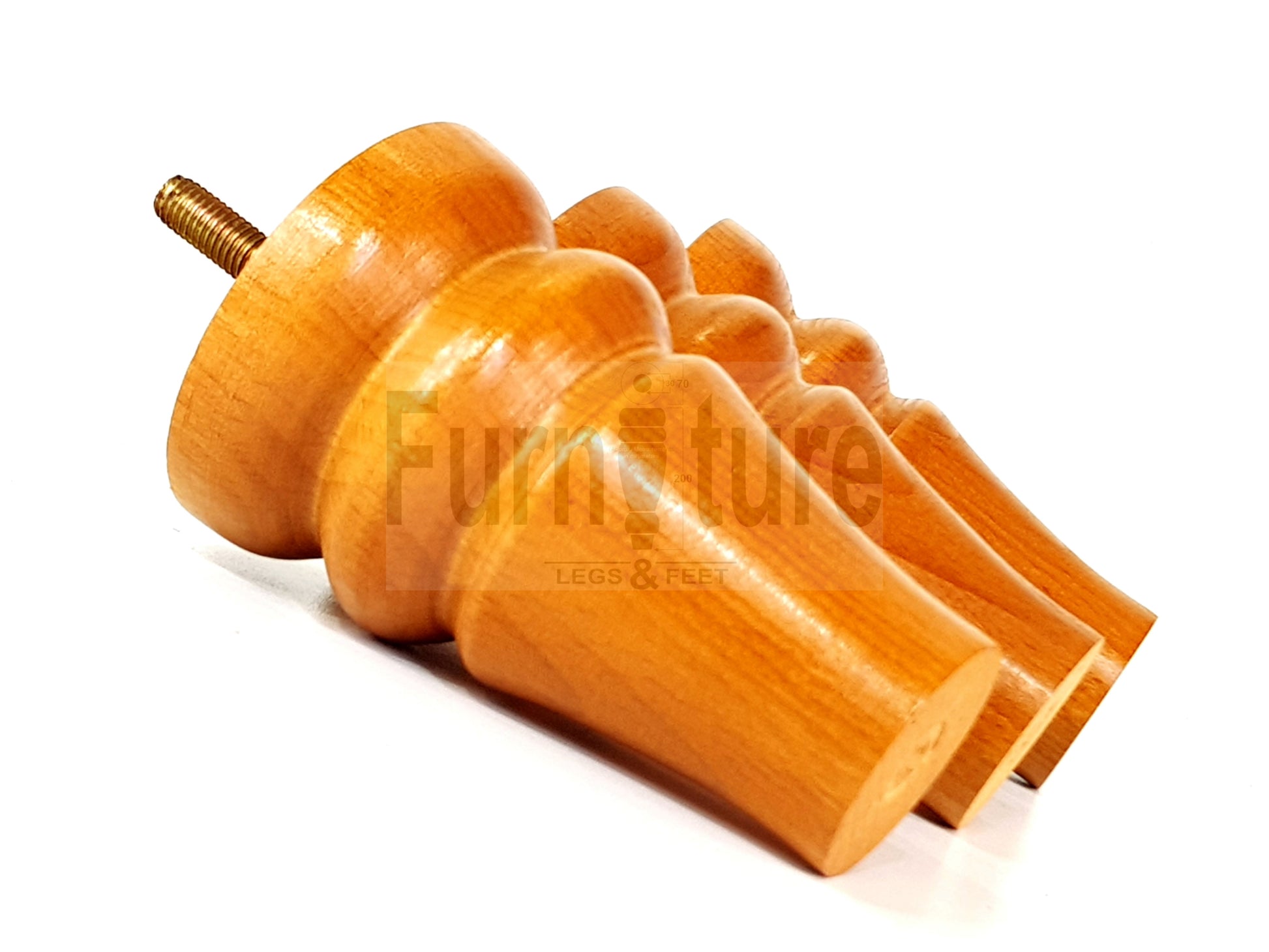 Solid Wood Turned Furniture Legs Replacement Bun Feet 100mm High For Chairs Stools Sofa Beds Settee & Cabinets M10 Set of 4 Golden Oak