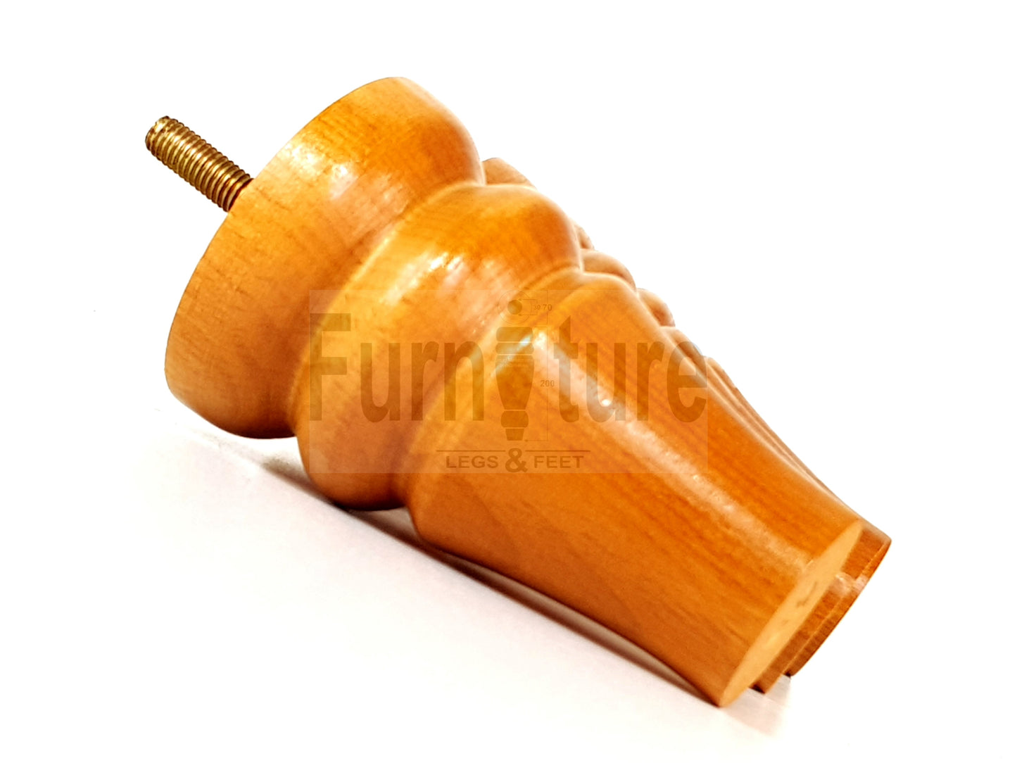 Solid Wood Turned Furniture Legs Replacement Bun Feet 100mm High For Chairs Stools Sofa Beds Settee & Cabinets M10 Set of 4 Golden Oak
