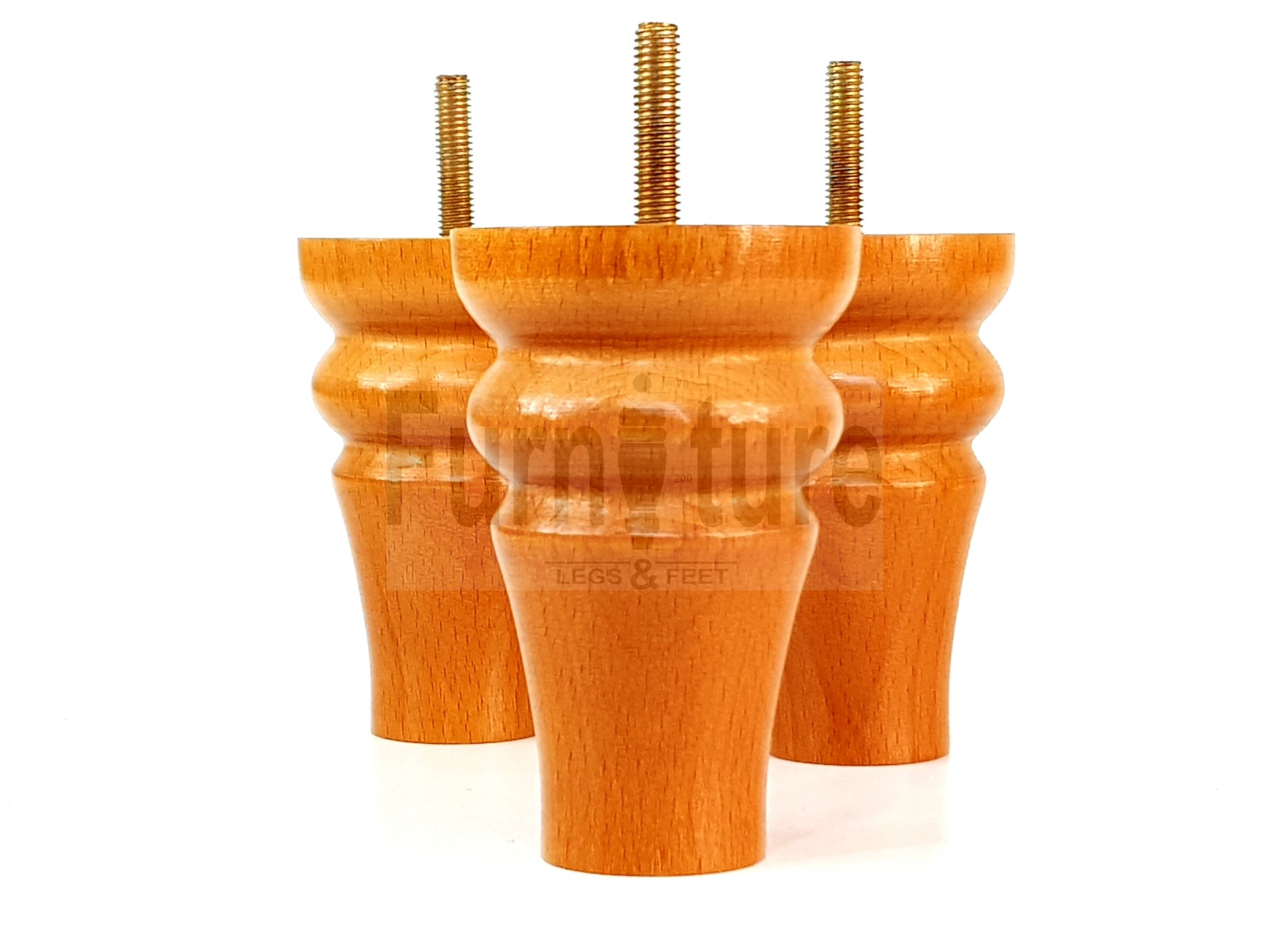 Solid Wood Turned Furniture Legs Replacement Bun Feet 100mm High For Chairs Stools Sofa Beds Settee & Cabinets M10 Set of 4 Golden Oak