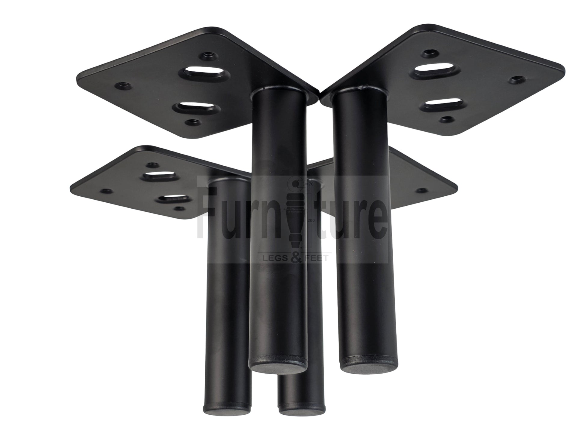 4 Metal Feet Replacement Furniture Legs Black Finish 155mm High Self-Fixing