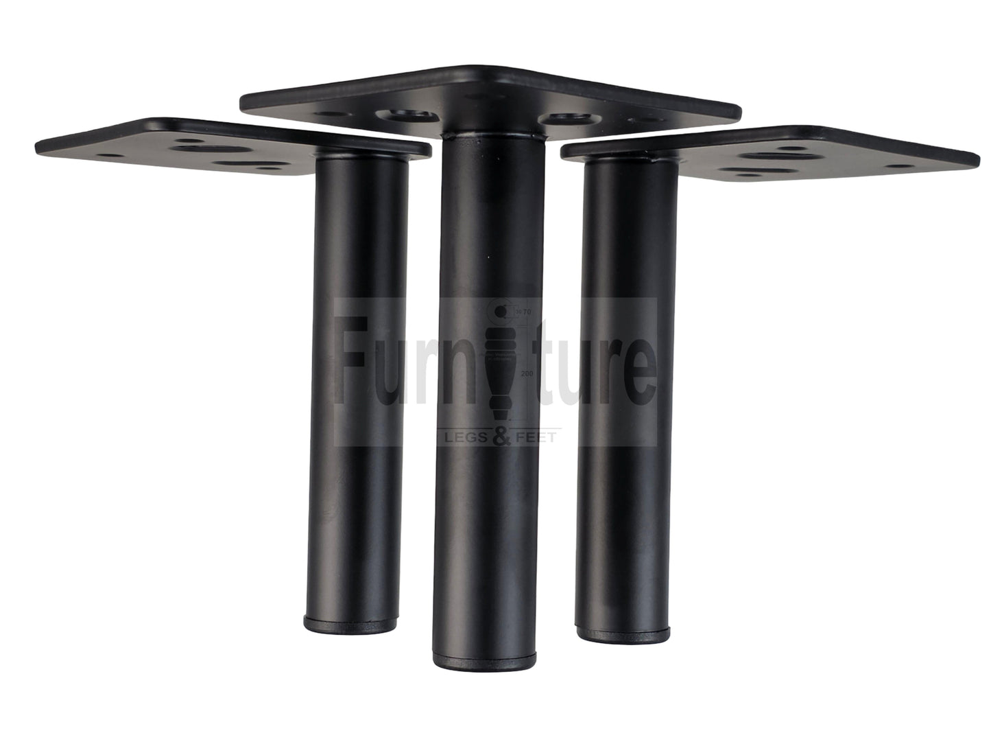 4 Metal Feet Replacement Furniture Legs Black Finish 155mm High Self-Fixing