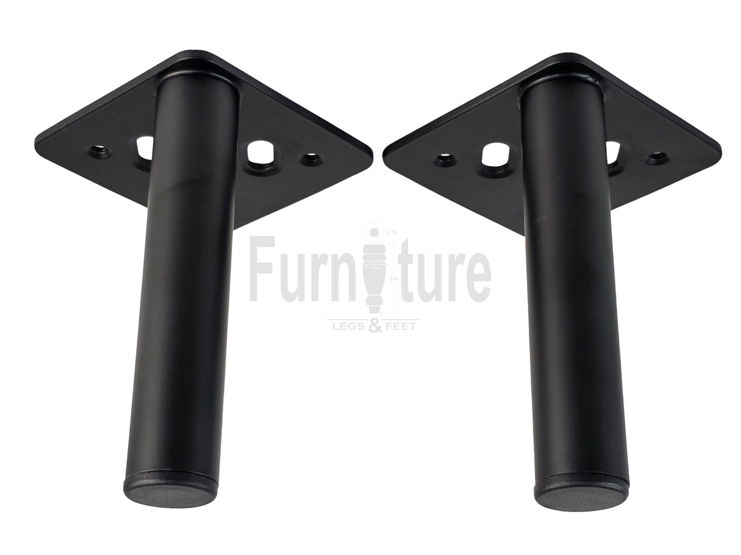 4 Metal Feet Replacement Furniture Legs Black Finish 155mm High Self-Fixing