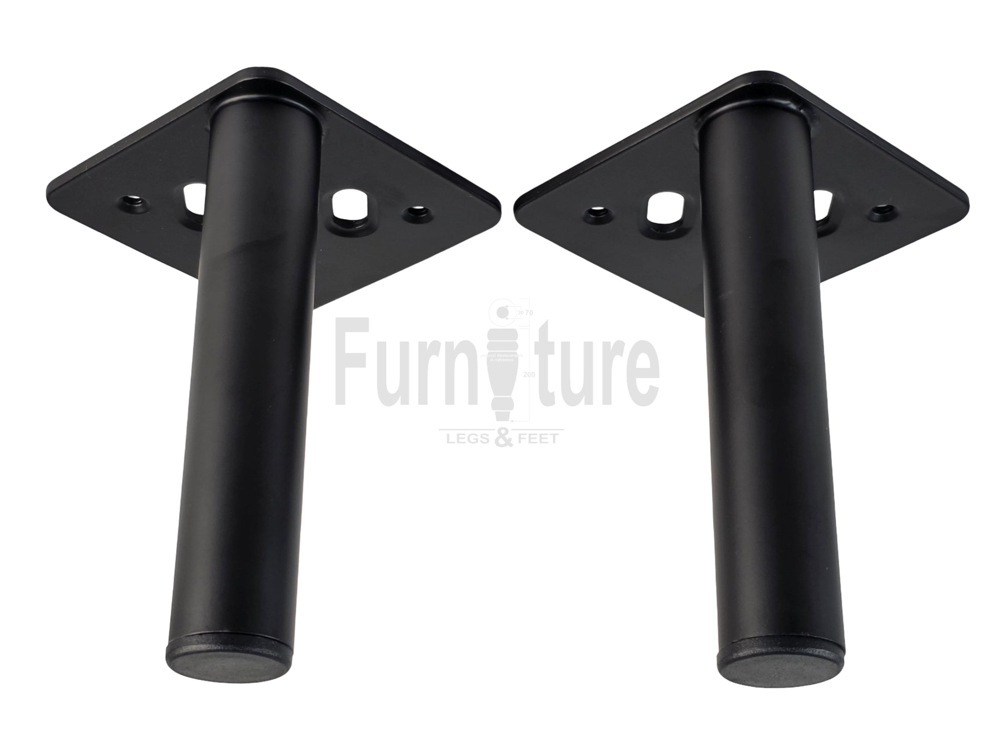 4 Metal Feet Replacement Furniture Legs Black Finish 155mm High Self-Fixing