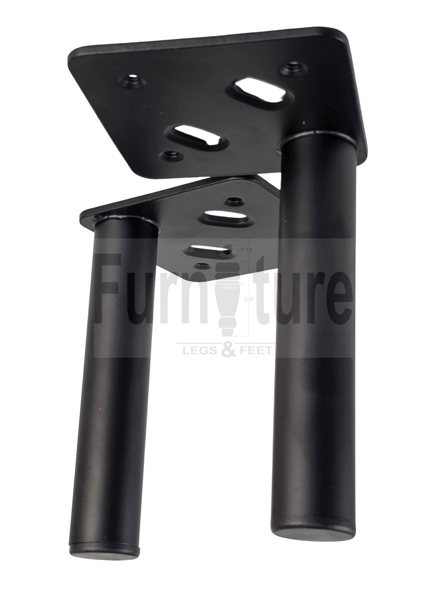 4 Metal Feet Replacement Furniture Legs Black Finish 155mm High Self-Fixing