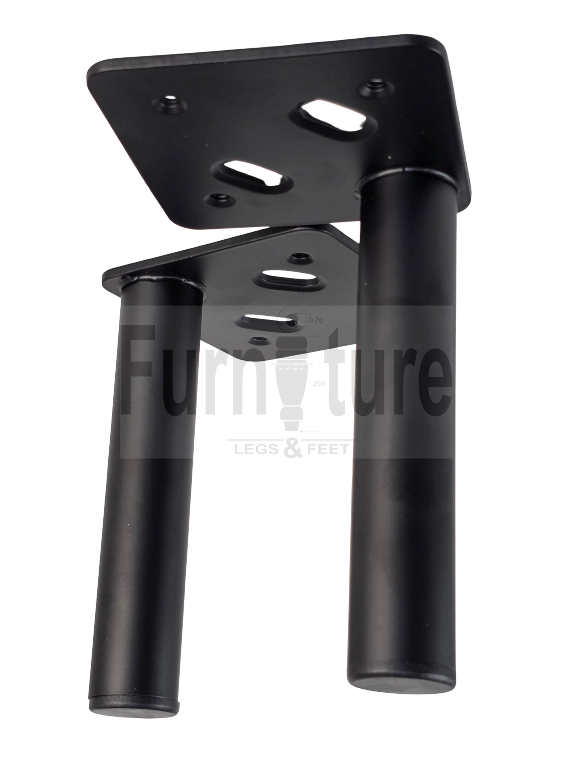 4 Metal Feet Replacement Furniture Legs Black Finish 155mm High Self-Fixing