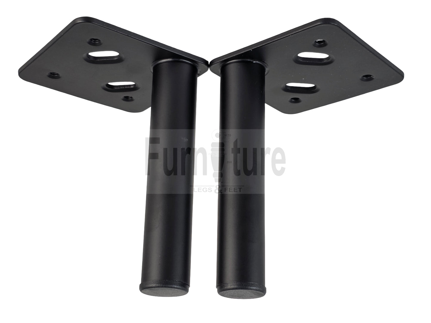 4 Metal Feet Replacement Furniture Legs Black Finish 155mm High Self-Fixing