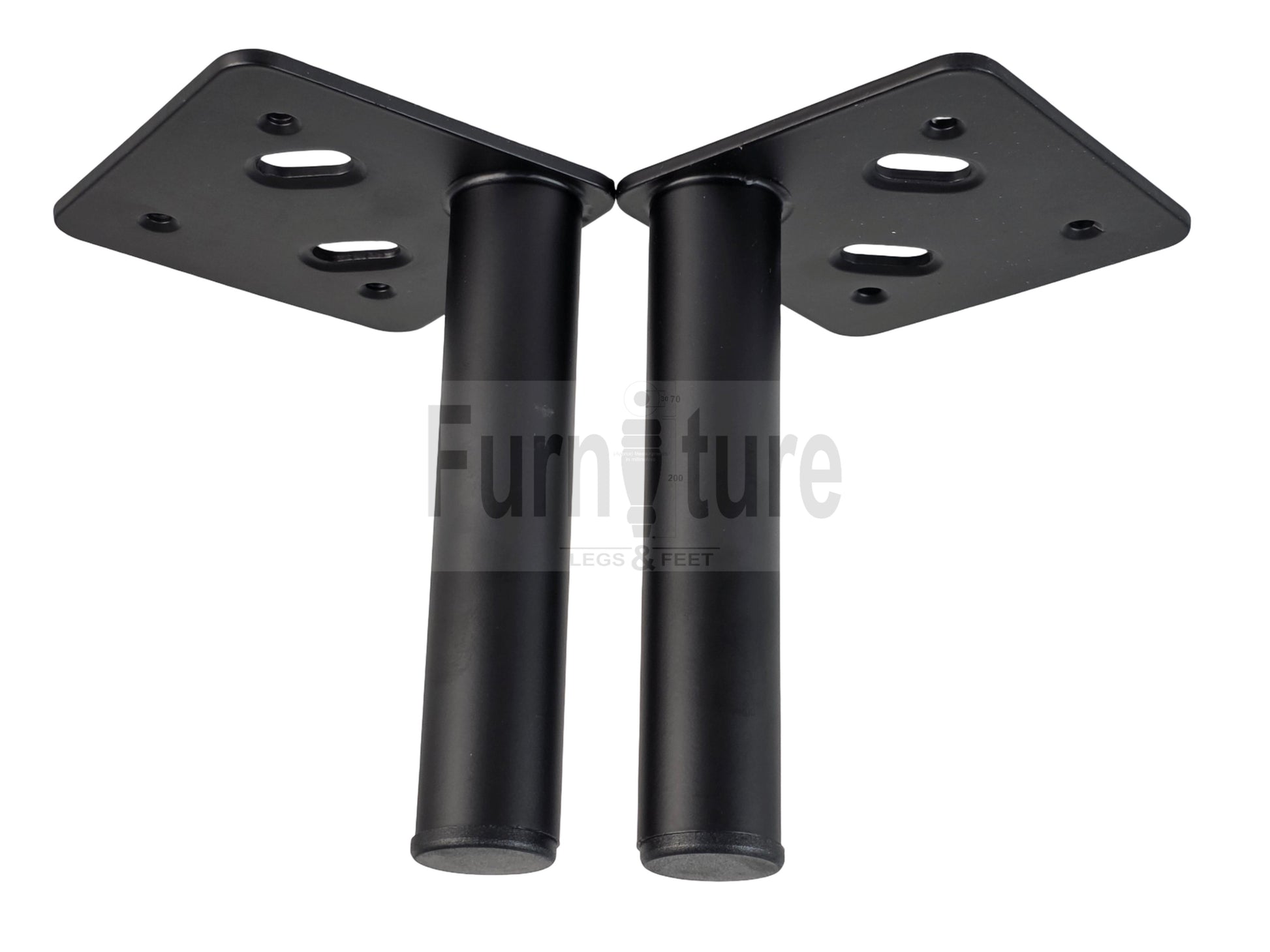 4 Metal Feet Replacement Furniture Legs Black Finish 155mm High Self-Fixing
