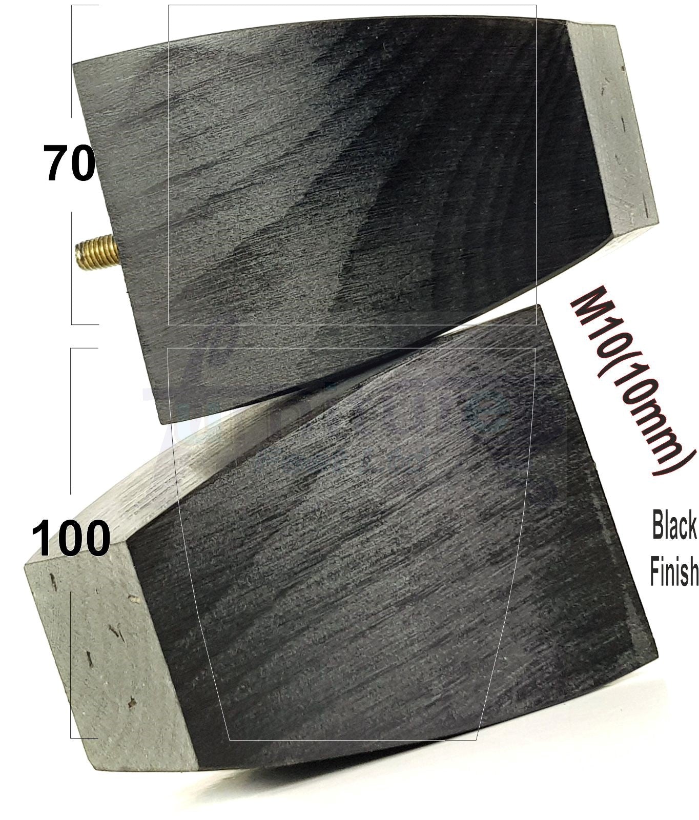 Set Of 4 Square Block Solid Wood Furniture Feet Replacement Legs 100mm High M10 Thread