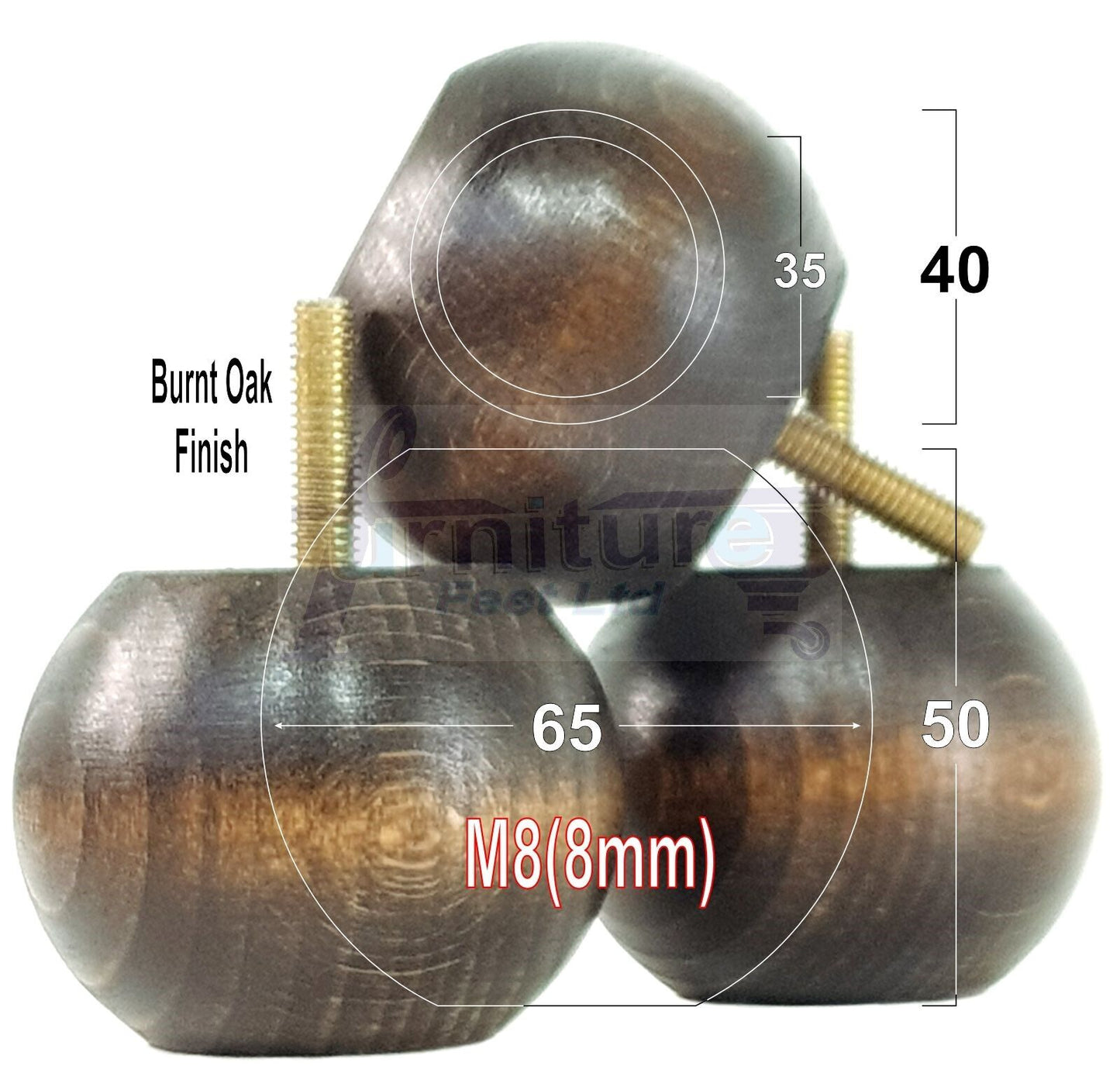 4 Solid Round Wood Turned Furniture Legs Replacement Bun Feet 2 Inches 50mm High Chairs Sofa Beds Settee M8 