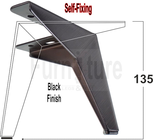 4 Metal Corner Feet Replacement Furniture Legs Brushed Black Finish 135mm High