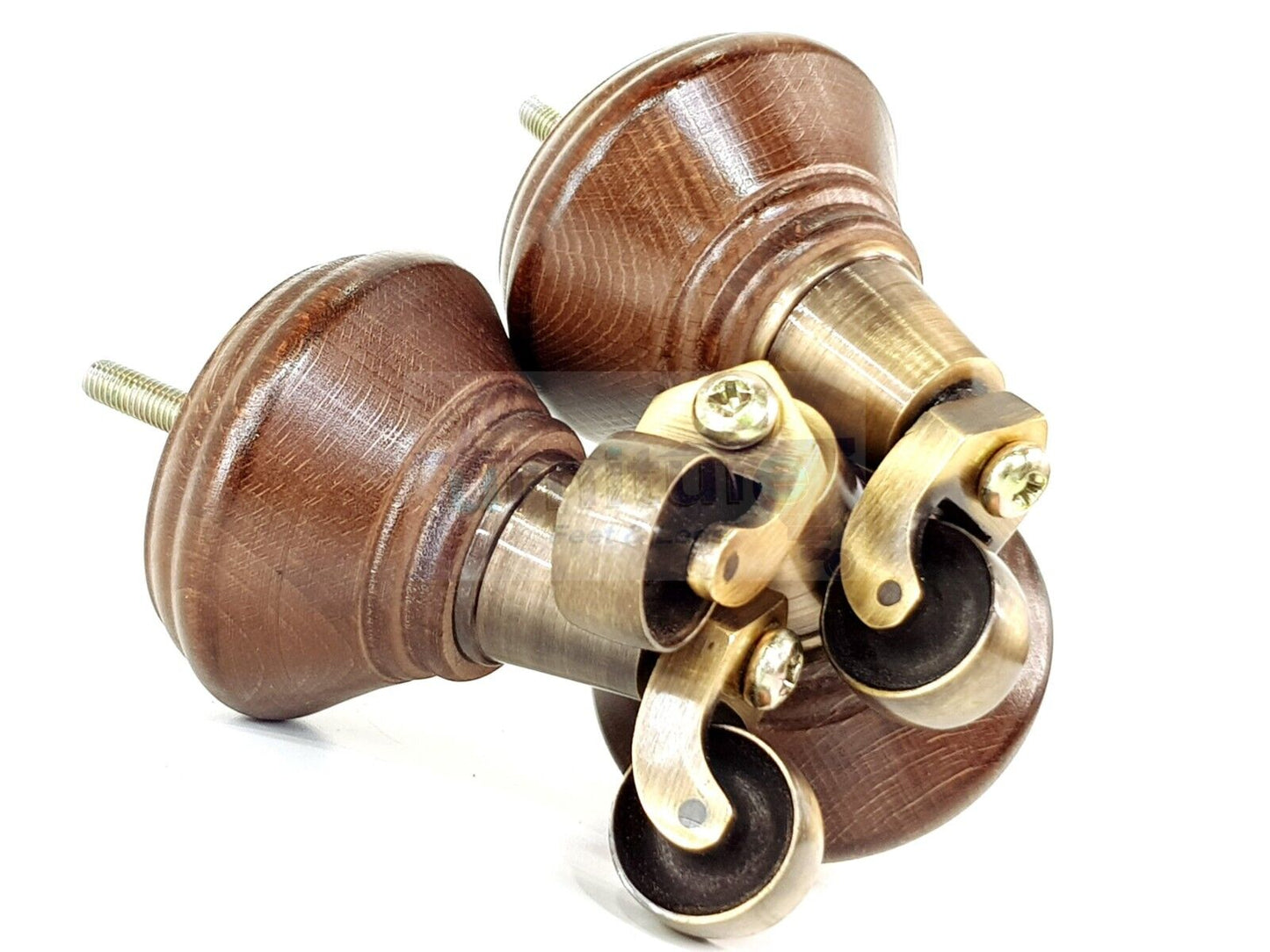 4x Antique Mahogany Stain Wooden Furniture Sofa Legs M8 With Castors Replacment Chair Settee Feet 115mm - 125mm High