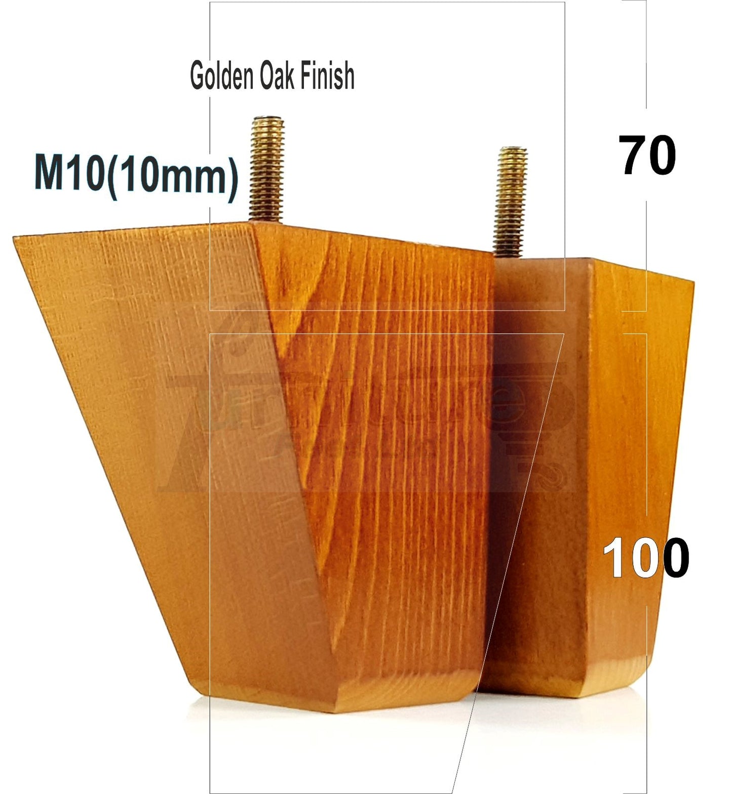 4x Angled Block Wood Sofa Legs 100mm High Replacement Furniture Feet Chairs Cabinets M10 Thread