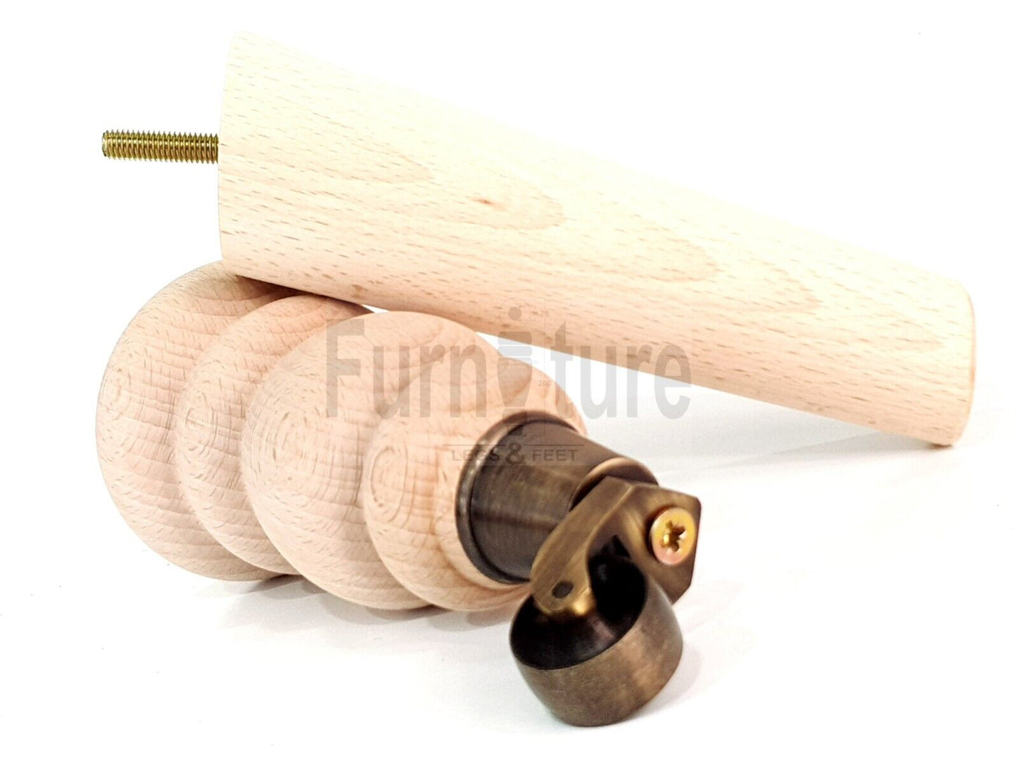 2x Furniture Antique Castor Legs & 2x Angled Solid Wooden Feet M8 Chairs Sofa 200mm High