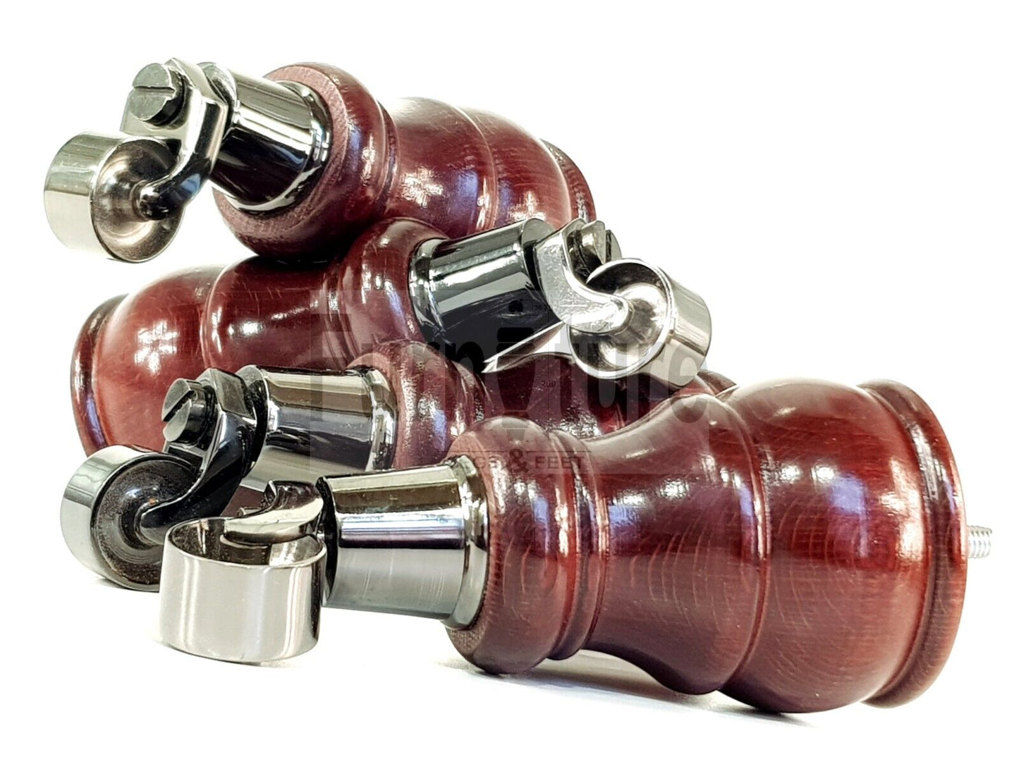 4 Turned Wood Feet Mahogany Castor Legs Chair Furniture Stools Sofa Chairs M8 160mm 6 Inch High