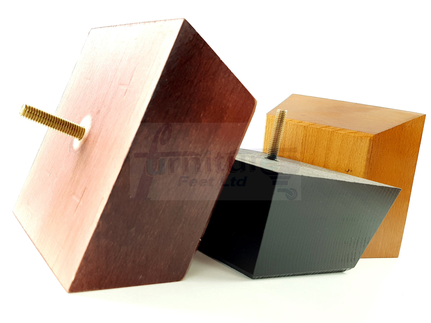 4x Square Wood Sofa Legs 60mm High Replacement Furniture Feet Chairs Cabinets M10 Thread