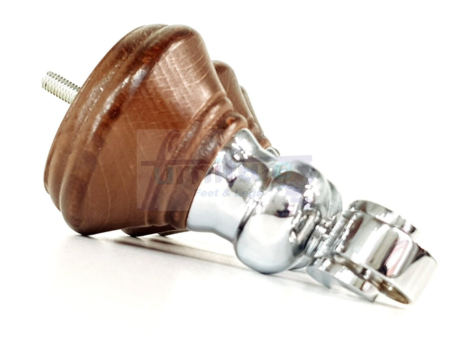 4x Antique Mahogany Stain Wooden Furniture Sofa Legs M8 With Castors Replacment Chair Settee Feet 115mm - 125mm High