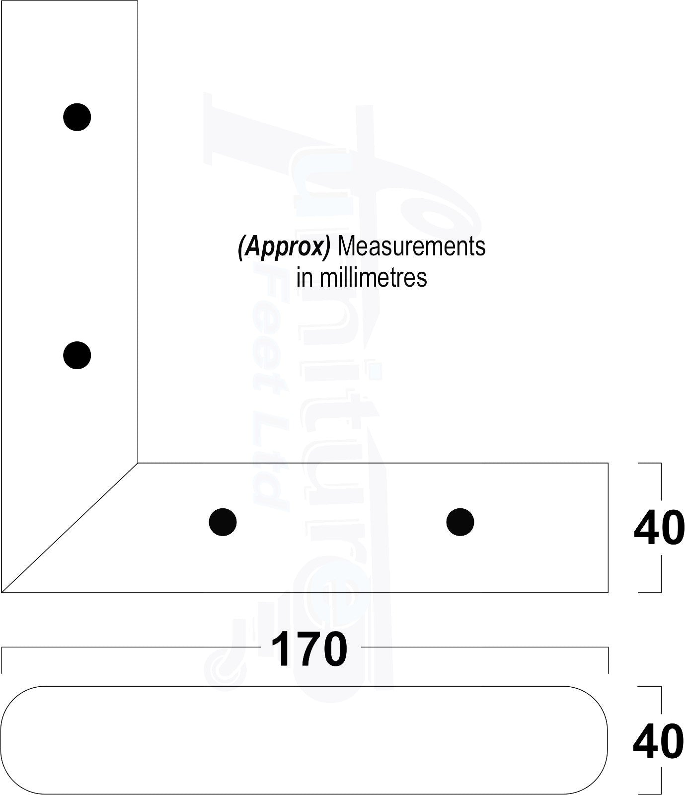 Set Of 4 Wooden Corner Furniture Feet 40mm High Replacement Sofa Chair Legs Self-Fixing: Dark Oak