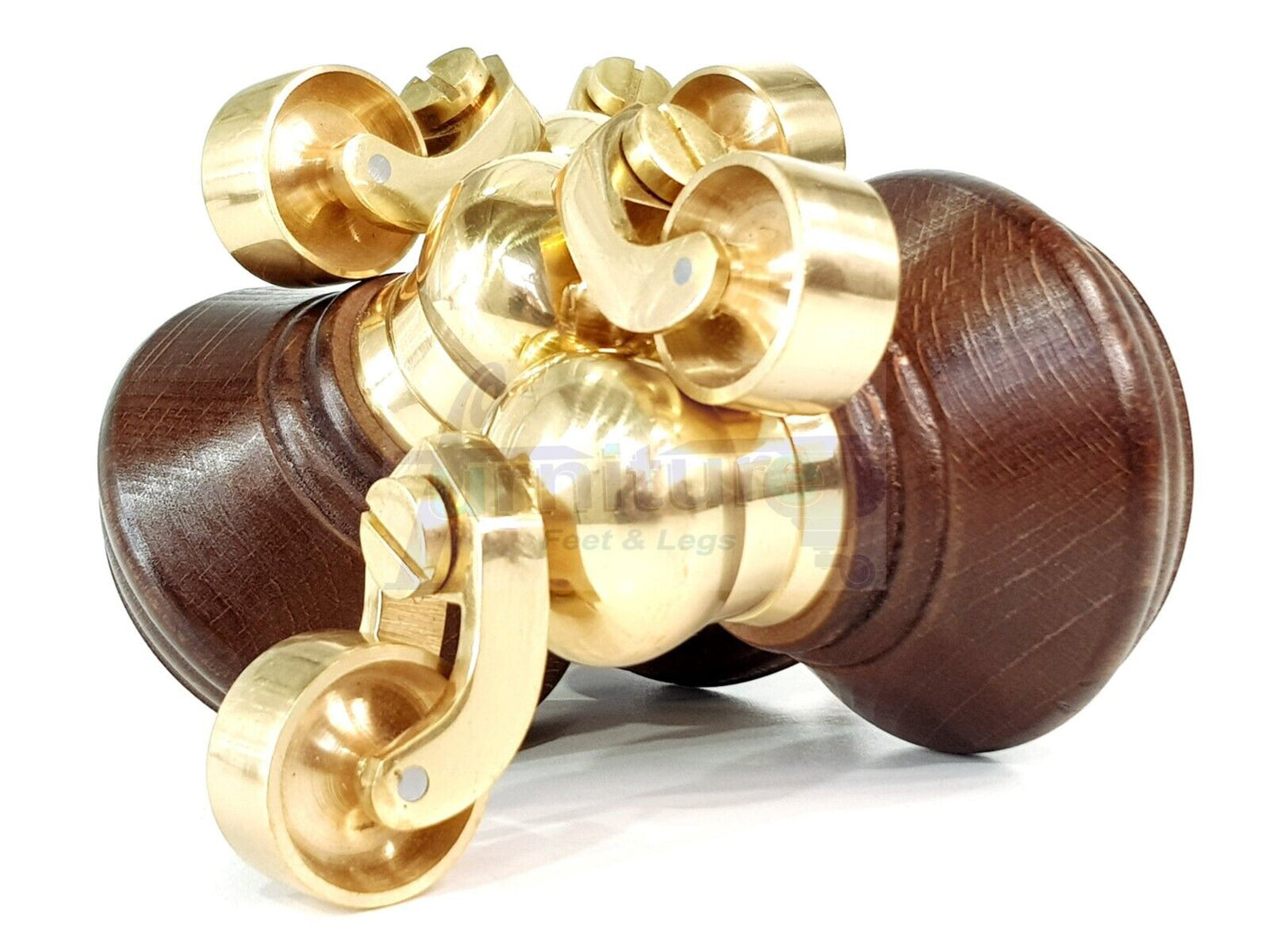 4x Antique Mahogany Stain Wooden Furniture Sofa Legs M8 With Castors Replacment Chair Settee Feet 115mm - 125mm High