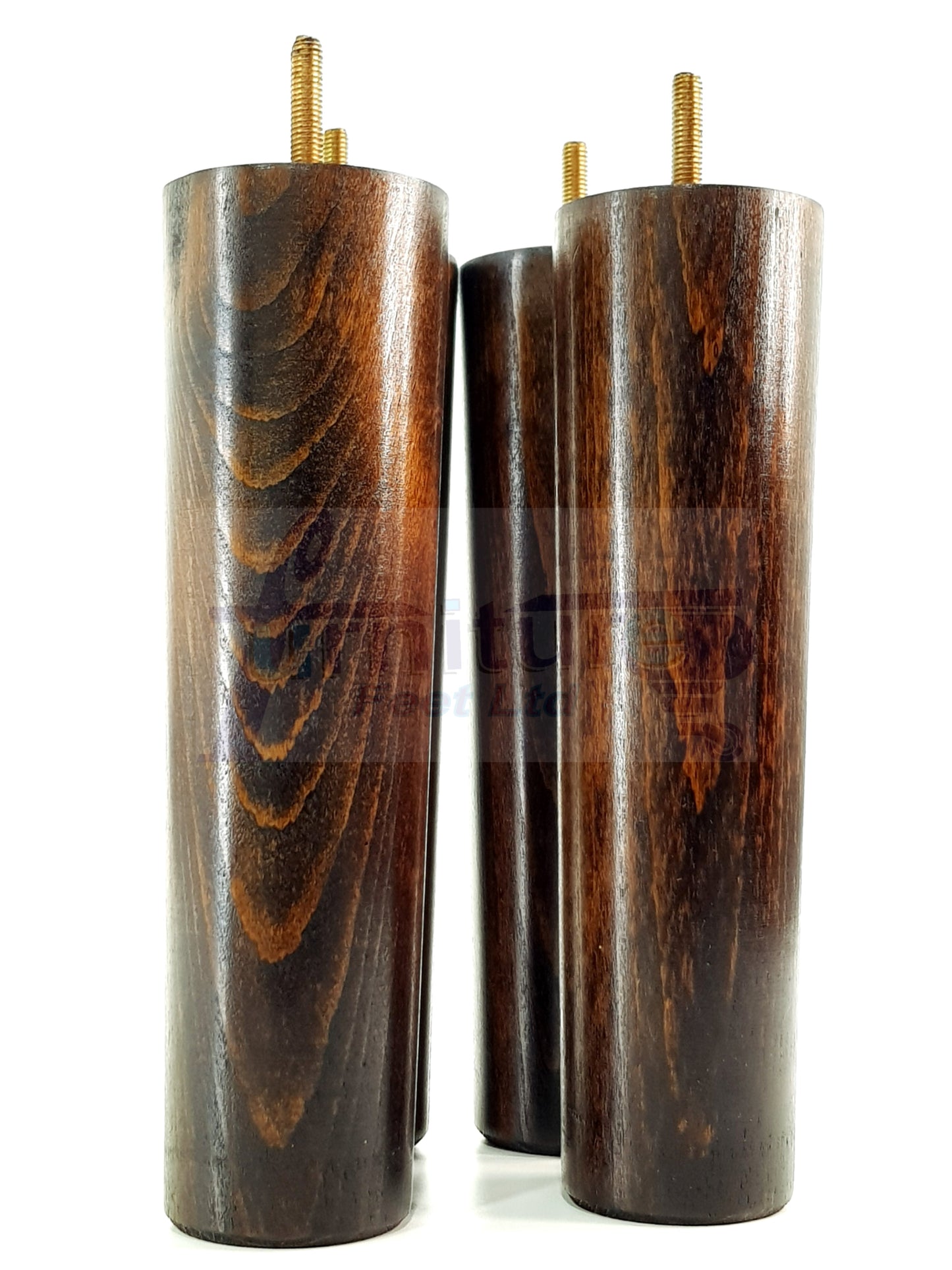 4 Furniture Legs Replacement Feet 230mm Chairs Settee & Cabinets M8 Thread Dark Walnut Washed