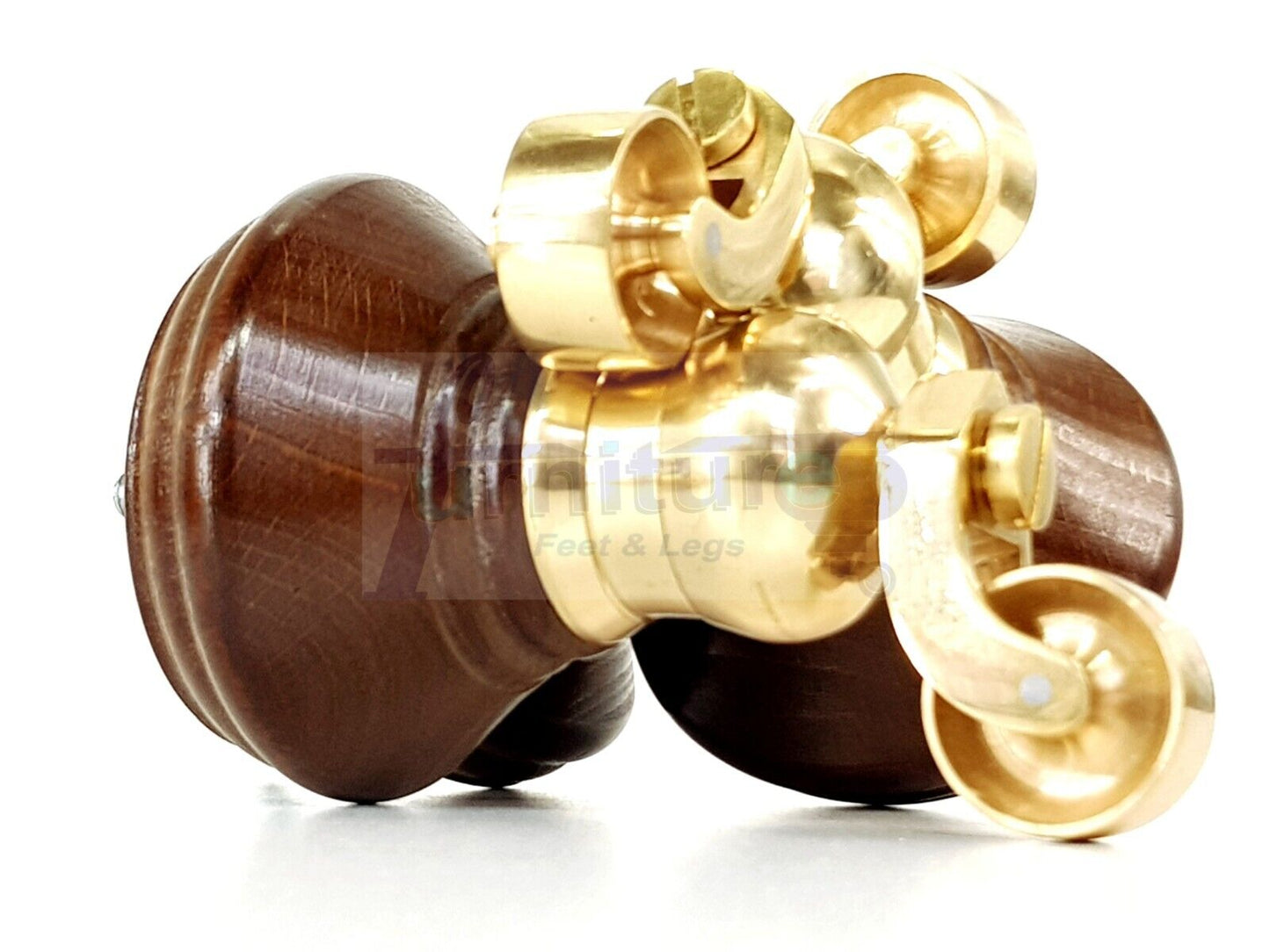 4x Antique Brown Wooden Furniture Sofa Legs M8 With Castors Replacment Chair Settee Feet 115mm - 125mm High