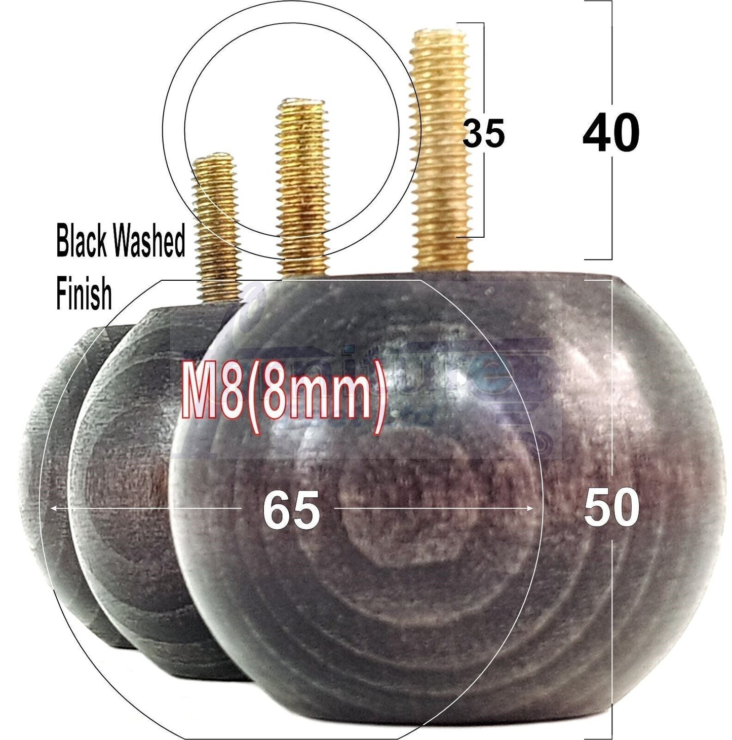 4 Solid Round Wood Turned Furniture Legs Replacement Bun Feet 2 Inches 50mm High Chairs Sofa Beds Settee M8 