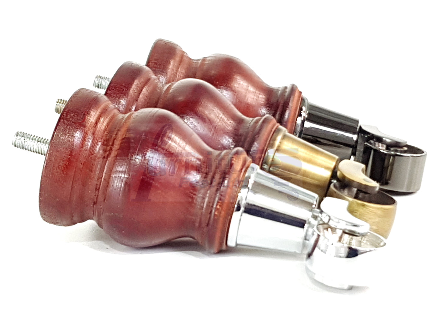 Set Of 4 Turned Wood Furniture Legs With140mm High Castor 8mm Thread For Chairs Settees & Cabinets