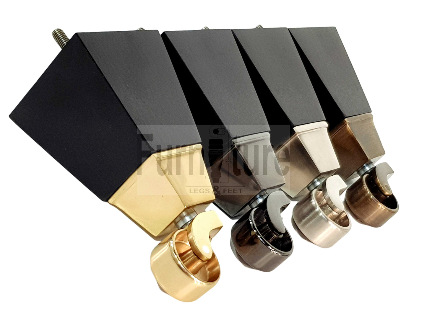 4x Block Wood With Castor Furniture Legs 8mm Thread For Chairs Settees Sofa 150mm