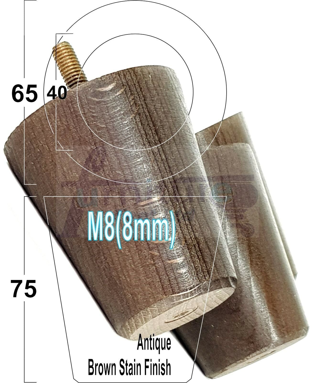 4x Solid Wood Turned Furniture Legs Replacement Bun Feet 75mm High Chairs Stools Sofa's Beds Settee M8