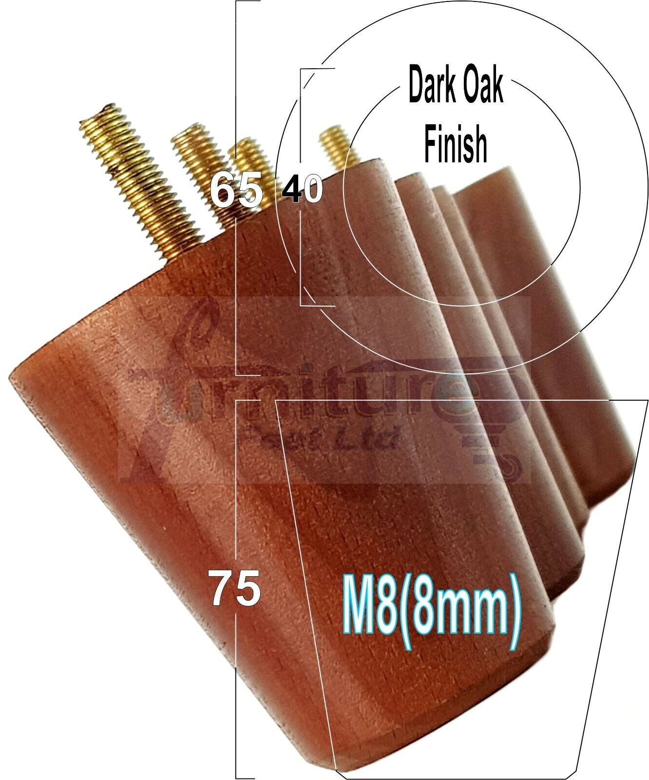 4x Solid Wood Turned Furniture Legs Replacement Bun Feet 75mm High Chairs Stools Sofa's Beds Settee M8