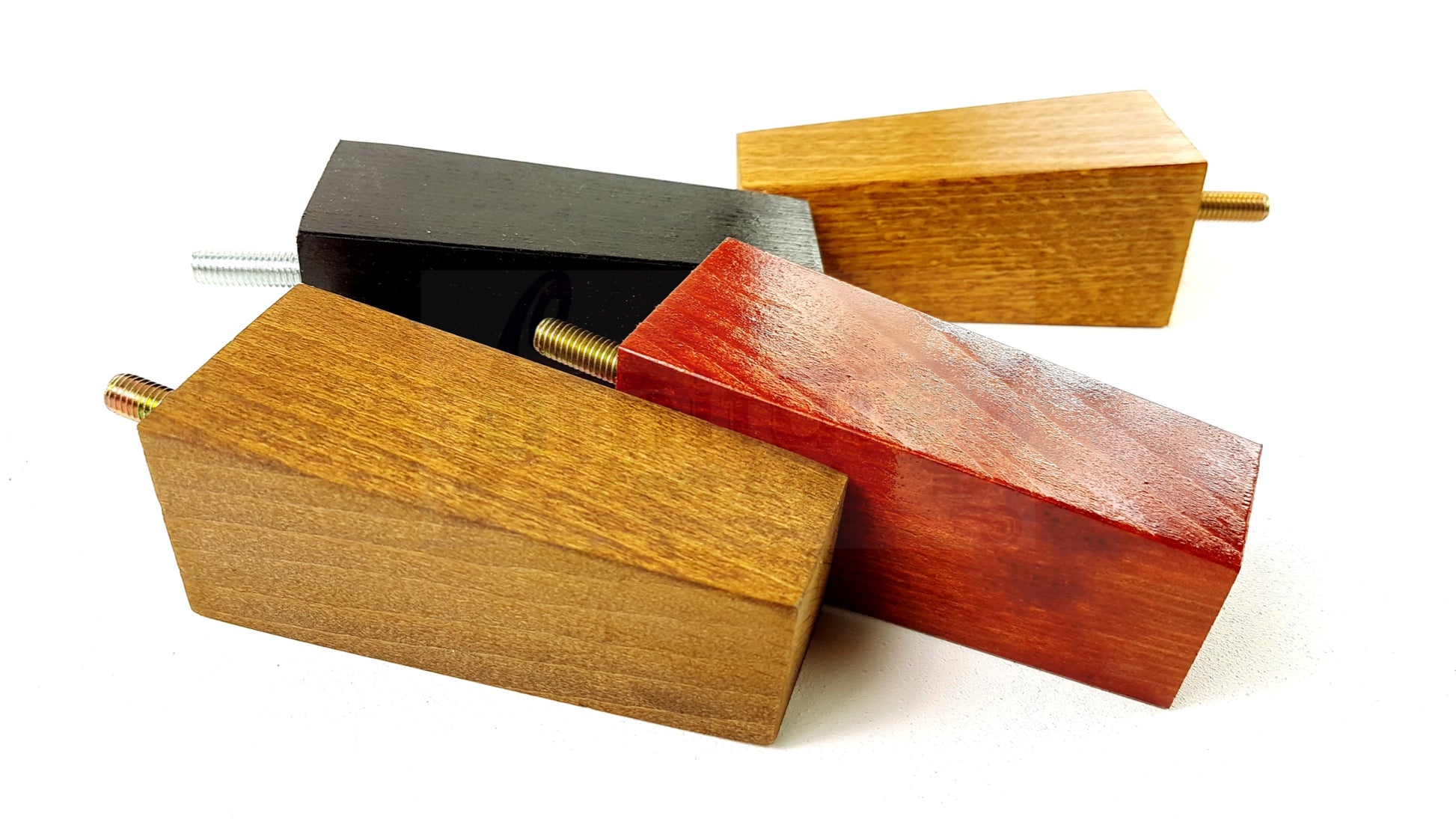 4x Solid Wood Block Furniture Legs Replacement Square Feet 100mm High M8 Thread