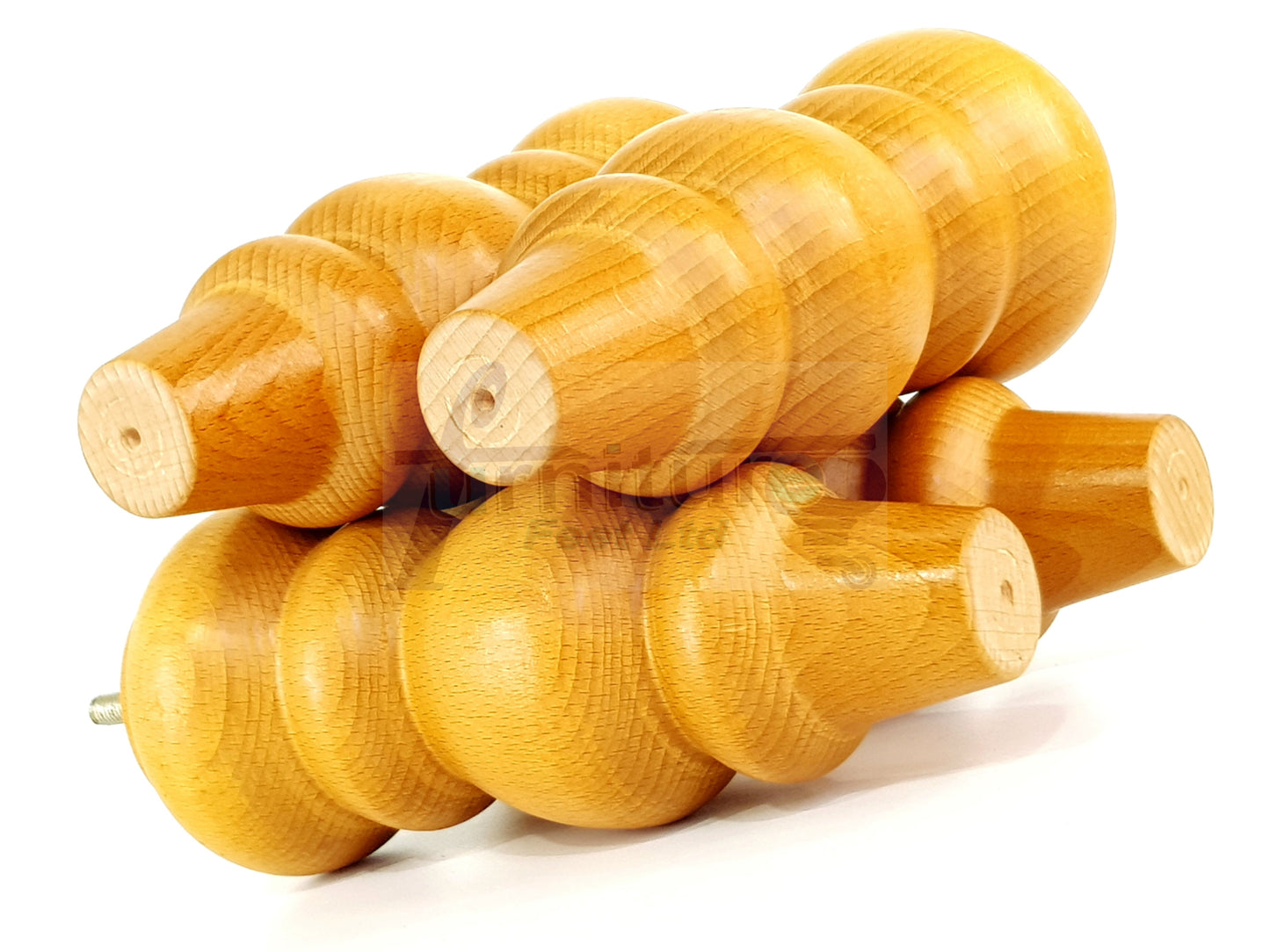 4 Solid Wood Furniture Legs Replacement Turned Feet 200mm High M8(8mm) Thread: Oak