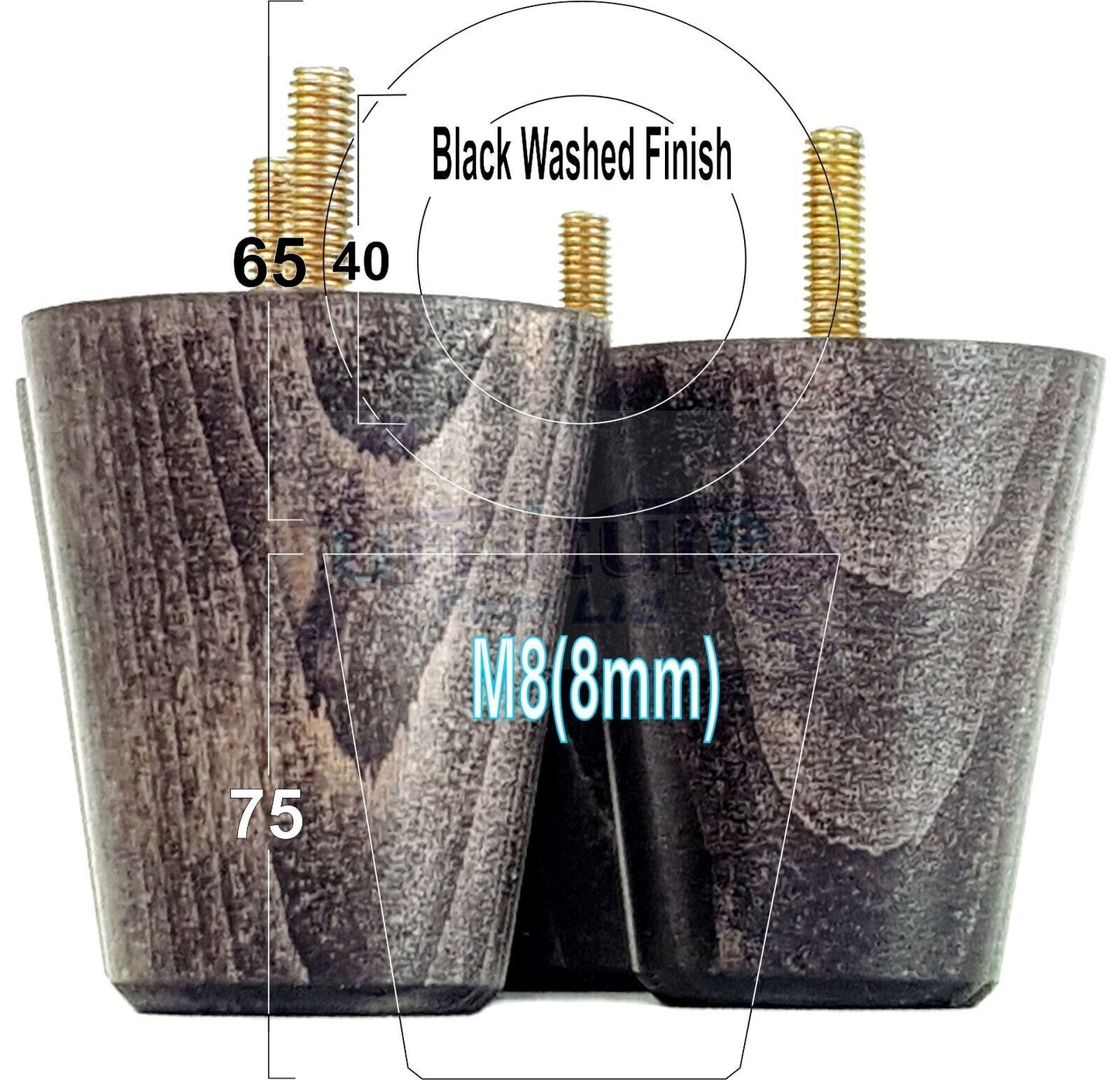 4x Solid Wood Turned Furniture Legs Replacement Bun Feet 75mm High Chairs Stools Sofa's Beds Settee M8