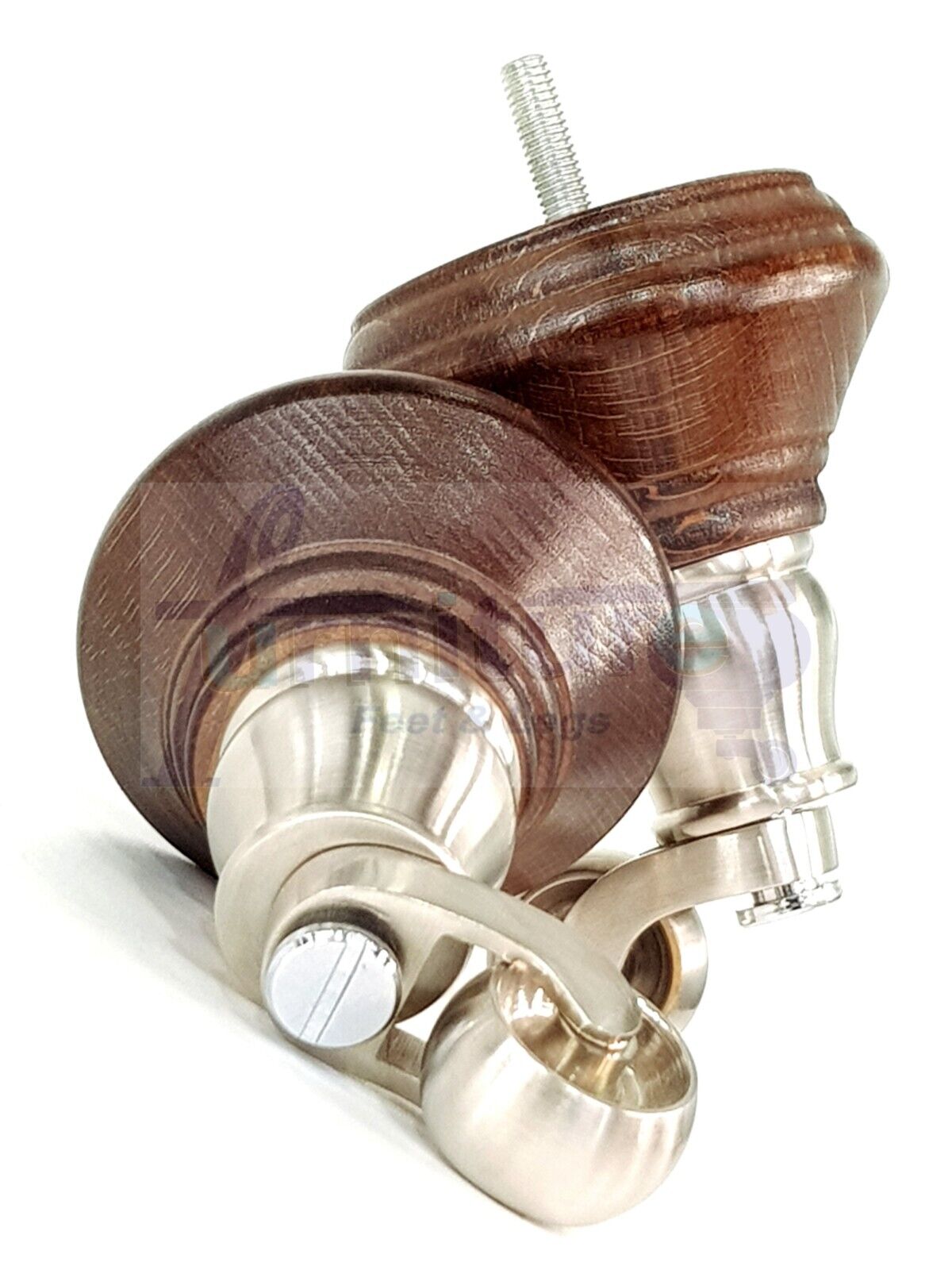 4x Antique Mahogany Stain Wooden Furniture Sofa Legs M8 With Castors Replacment Chair Settee Feet 115mm - 125mm High