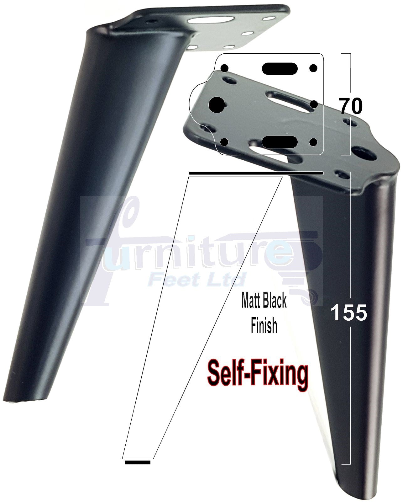 4 Metal Furniture Legs 155mm High Replacement Feet Sofas Chair Cabinet Bed Stool