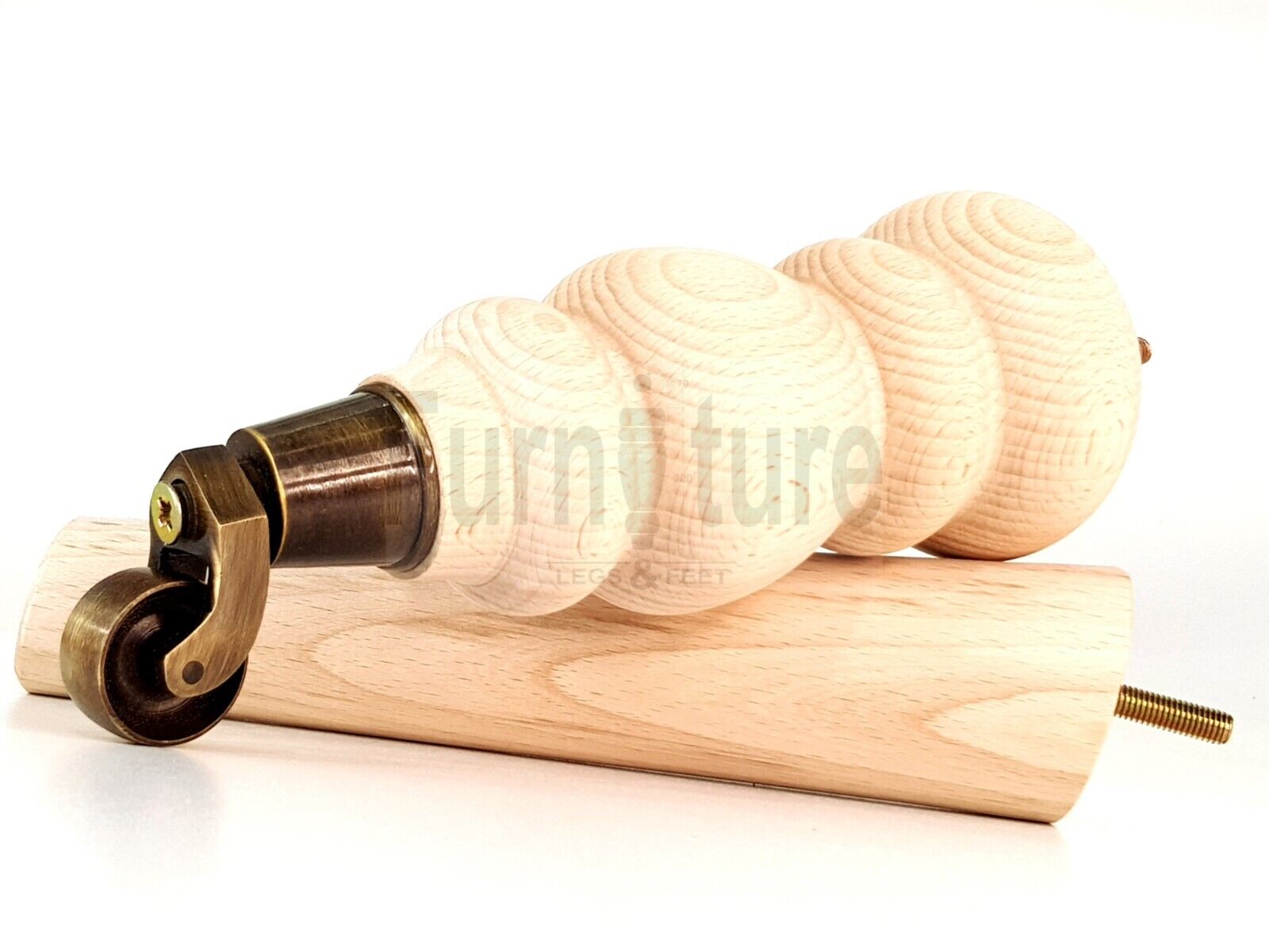 4x Turned Solid Wood Furniture Legs Replacement Feet 250mm High 8mm Thread