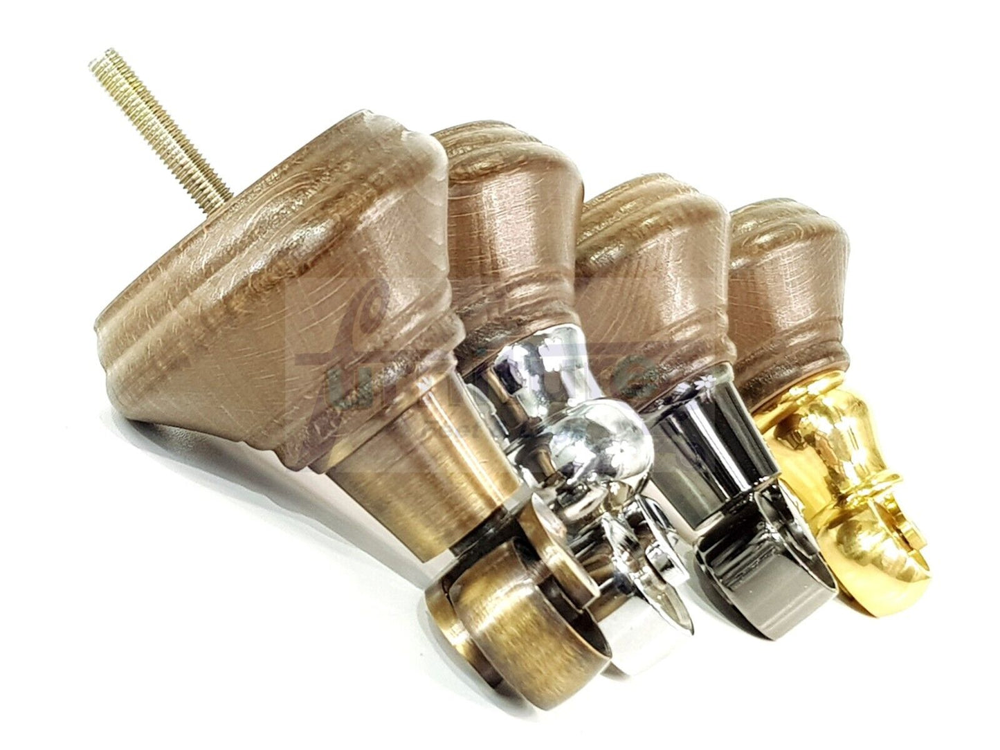 4x Antique Brown Stain Wooden Furniture Sofa Legs M8 With Castors Replacment Chair Settee Feet 115mm - 125mm High