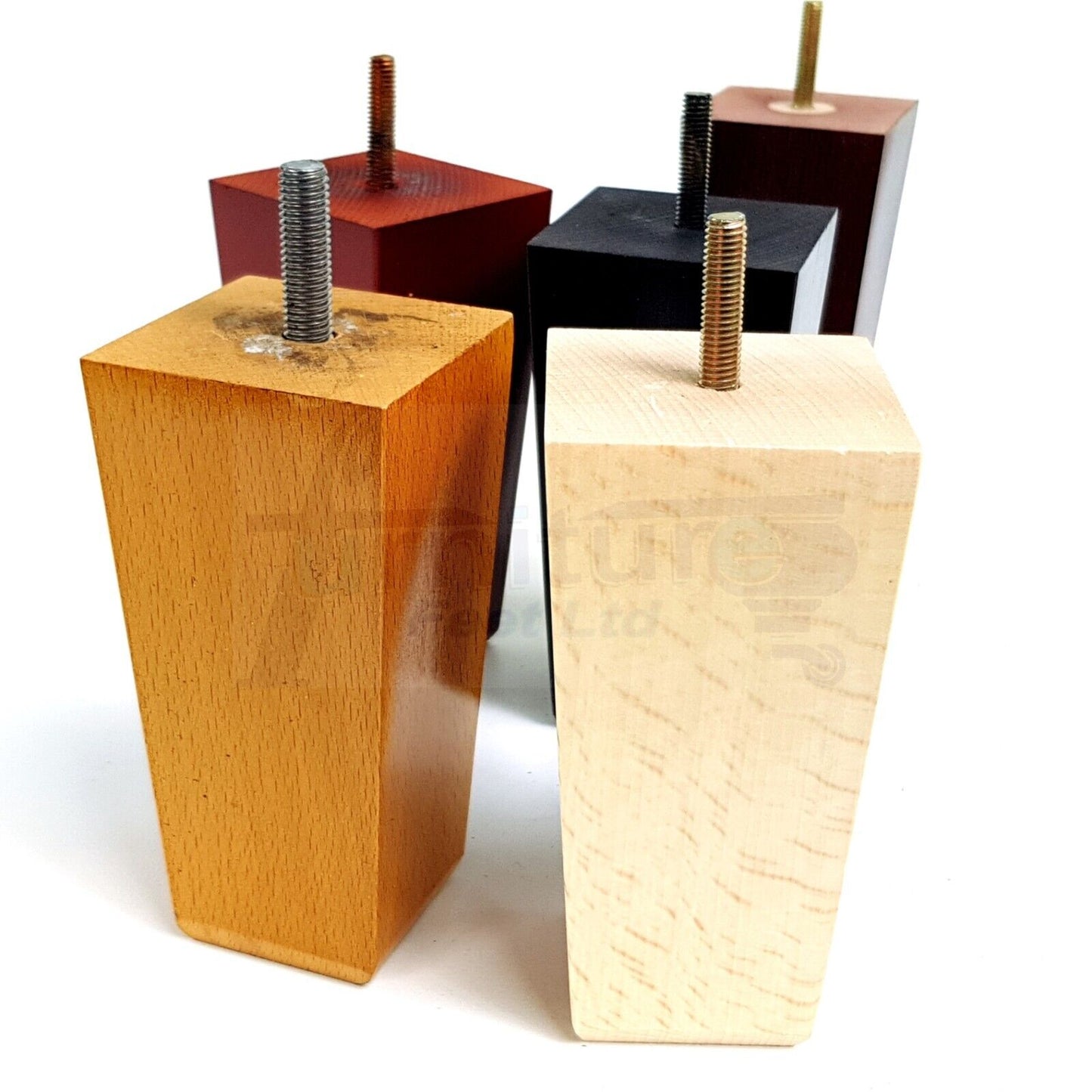 4x Block Wood Sofa Legs 135mm High Replacement Furniture Feet Chairs Cabinets M8(8mm)