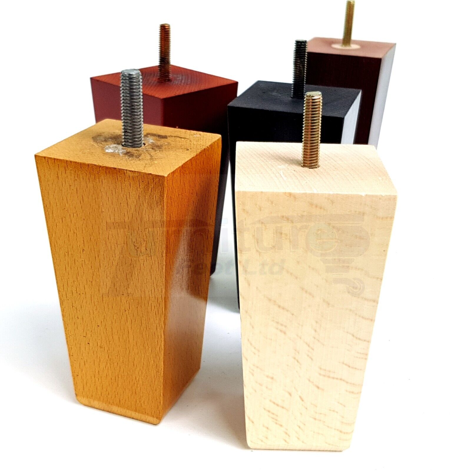 4x Block Wood Sofa Legs 135mm High Replacement Furniture Feet Chairs Cabinets M8(8mm)