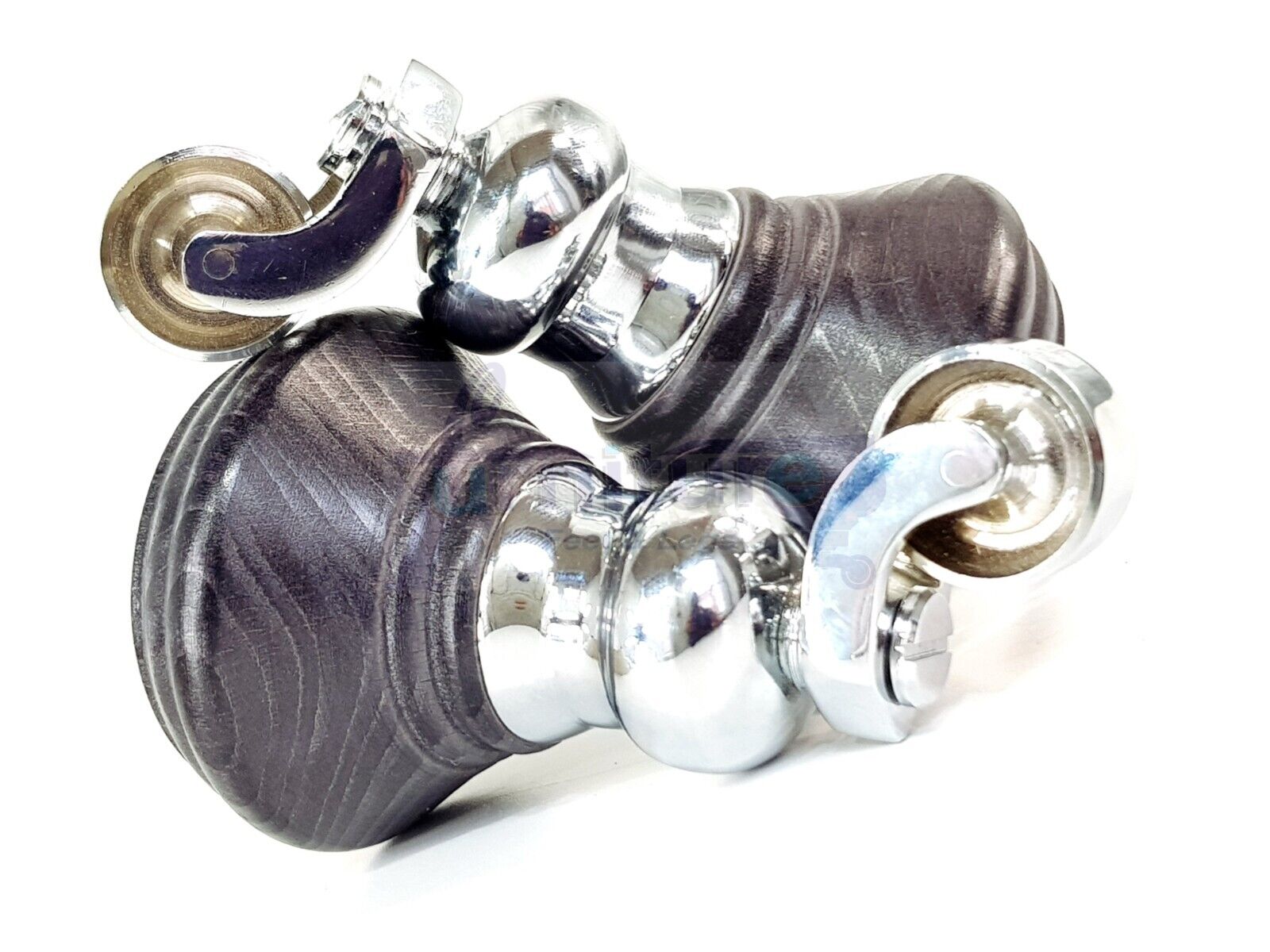 4x Black Stain Wooden Furniture Sofa Legs M8 With Castors Replacment Chair Settee Feet 115mm - 125mm High