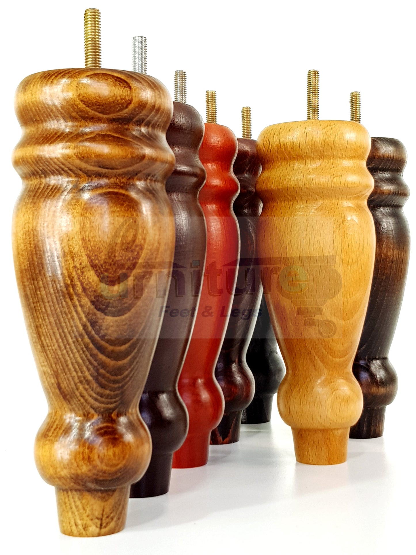 Set Of 4 Turned Furniture Legs Replacement Sofa Feet 200mm Hight M10 Thread