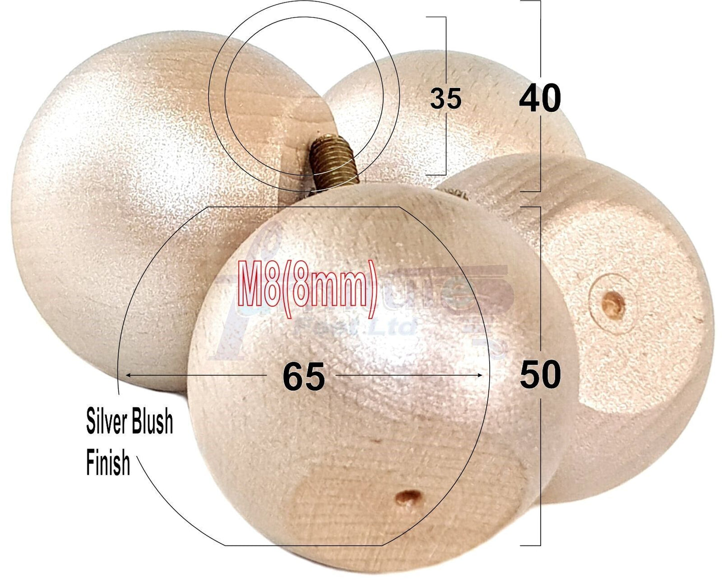 4 Solid Round Wood Turned Furniture Legs Replacement Bun Feet 2 Inches 50mm High Chairs Sofa Beds Settee M8 