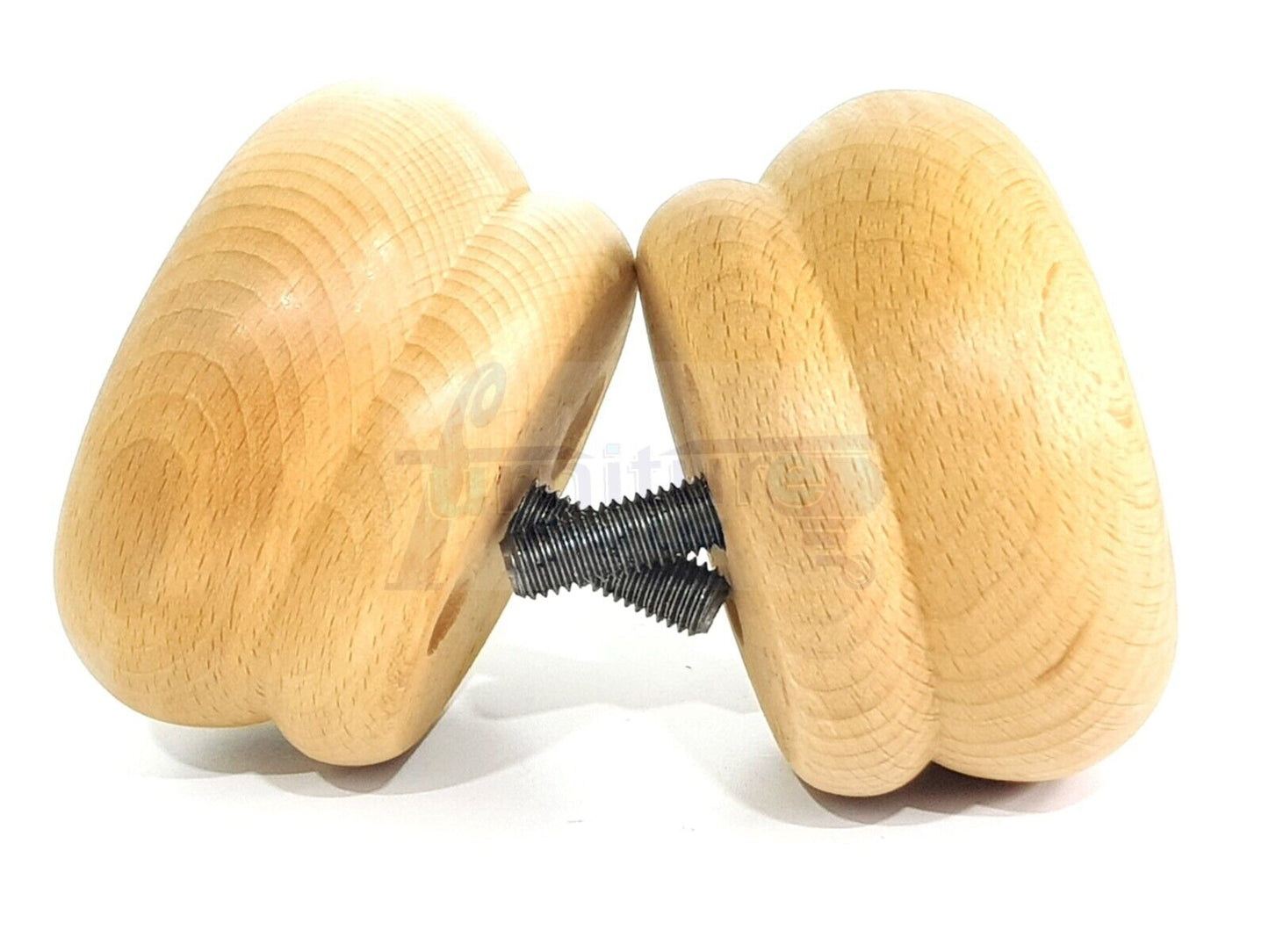 Set Of 4 Turned Wooden Furniture Legs Replacement Bun Feet 50mm High 8mm Thread