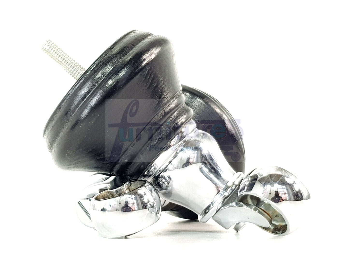 4x Black Wooden Furniture Sofa Legs M8 With Castors Replacment Chair Settee Feet 115mm - 125mm High