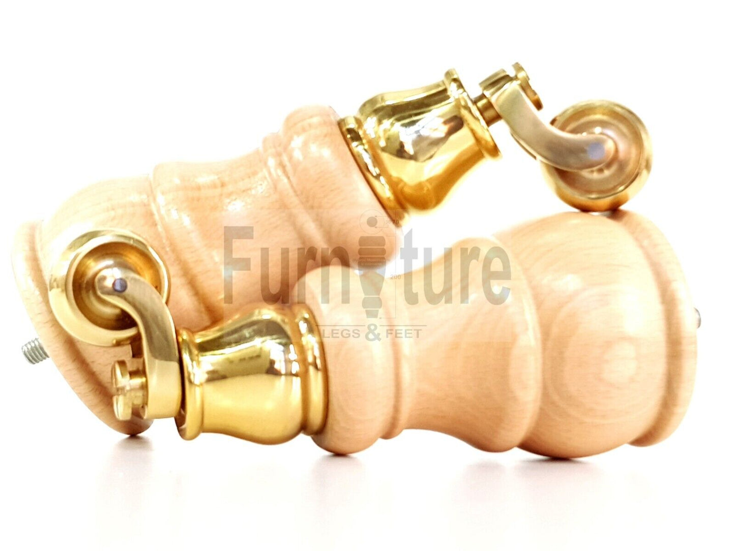 4 Turned Wood Feet Natural Castor Legs Chair Furniture Stools Sofa Chairs M8 160mm 6 Inch High