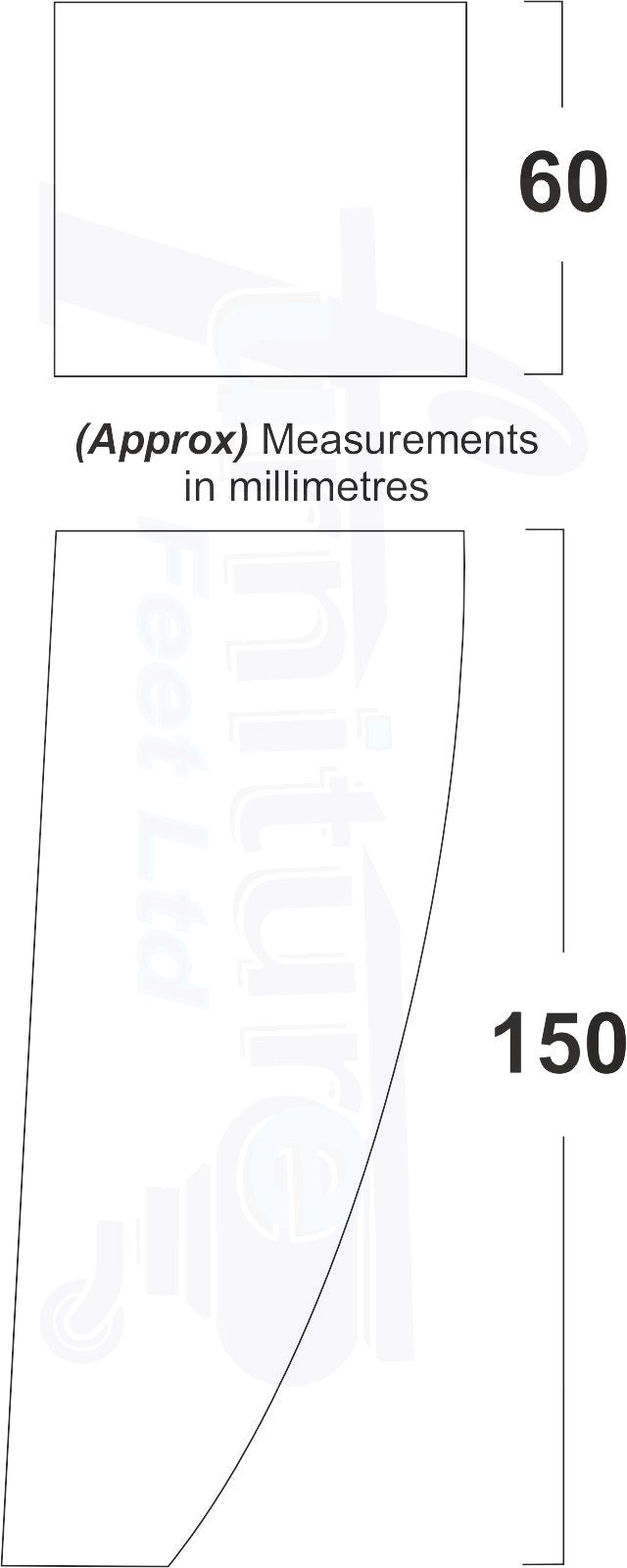 4x Tapered Square Furniture Legs Sofa Feet M10 Thread for Chairs, Settees 150mm High