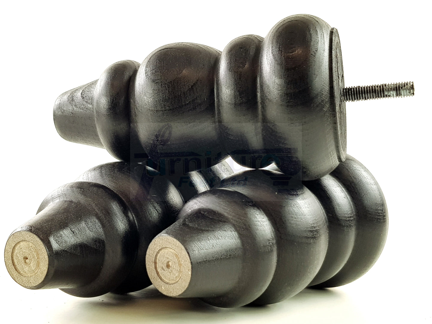 4x Solid Turned Wood Furniture Legs Chair Settee Feet 155mm 8mm Thread Black