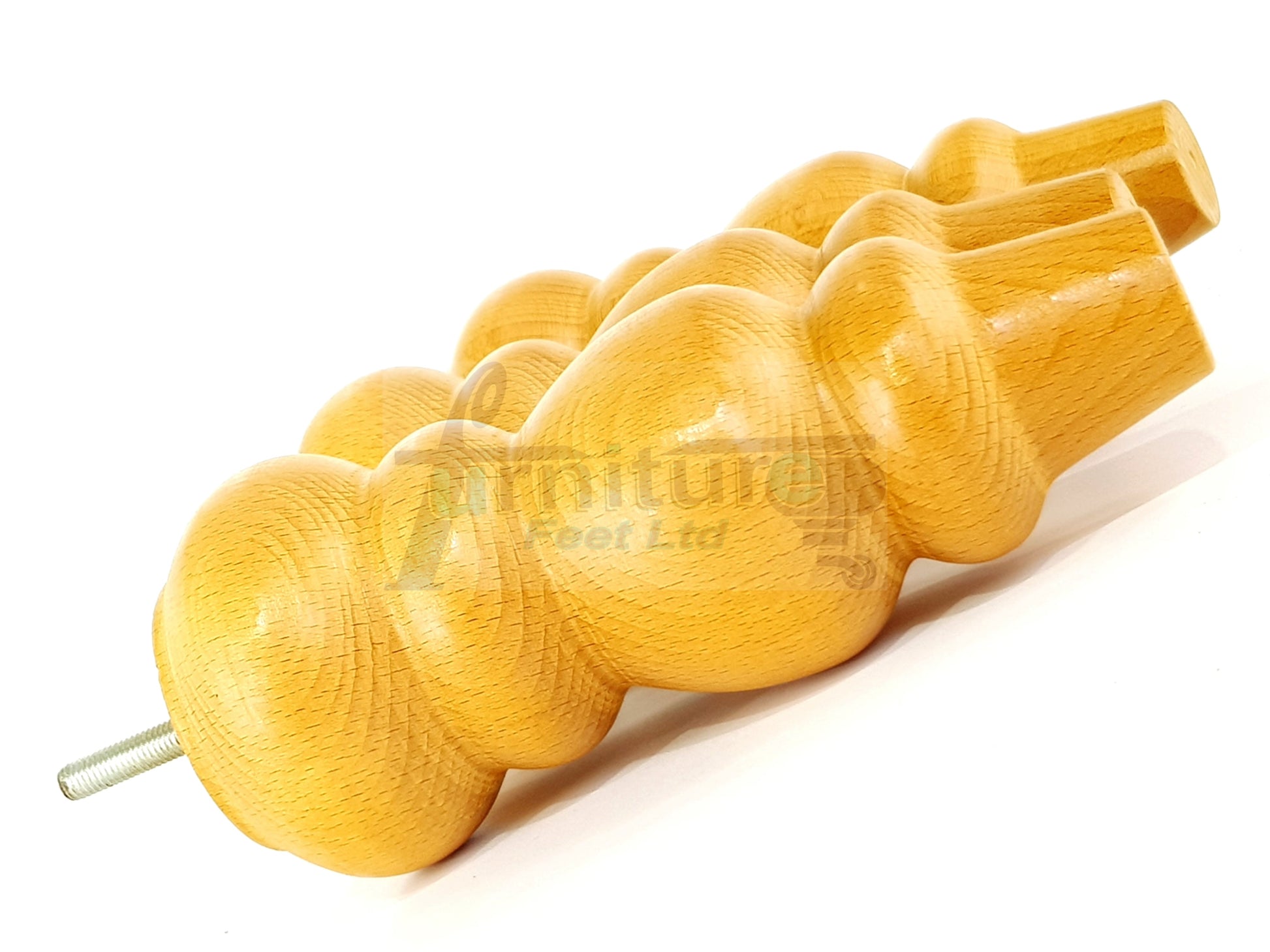 4 Solid Wood Furniture Legs Replacement Turned Feet 200mm High M8(8mm) Thread: Oak