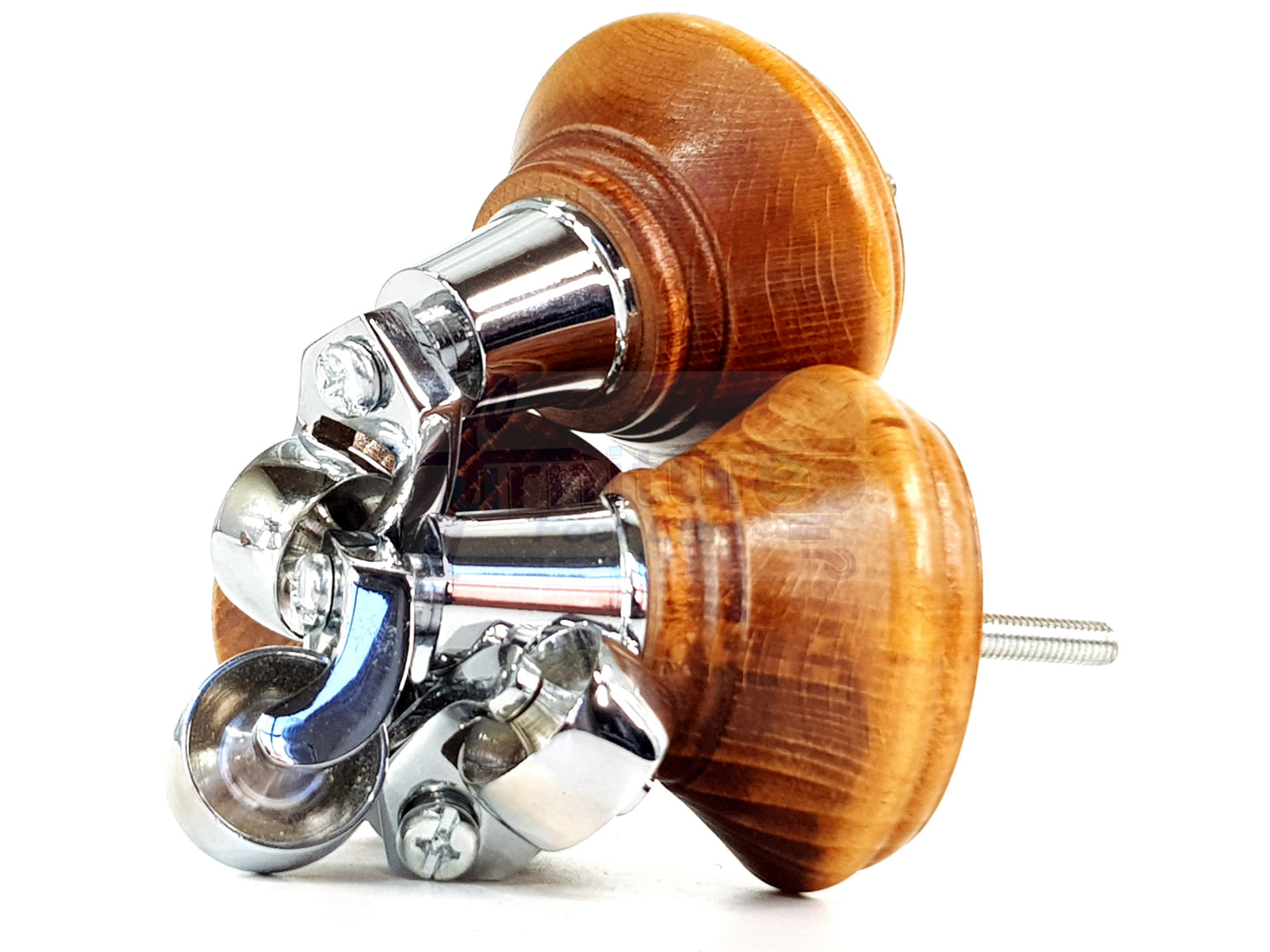 4x Medium Oak Washed Wooden Furniture Sofa Legs M8 With Castors Replacment Chair Settee Feet 115mm - 125mm High