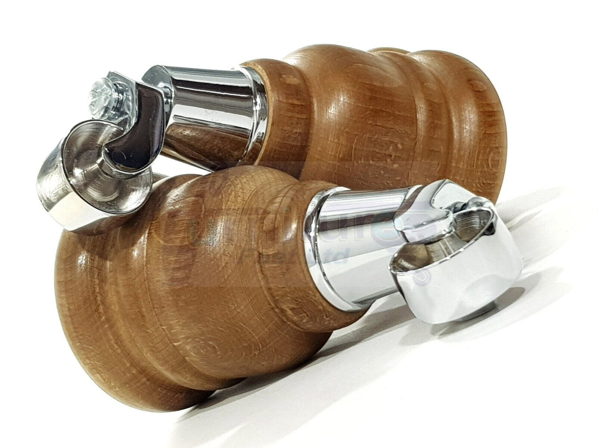 4 Turned Wood Dark Oak Stain Furniture Replacement Legs with Castors 155mm Legs M8 Fitting