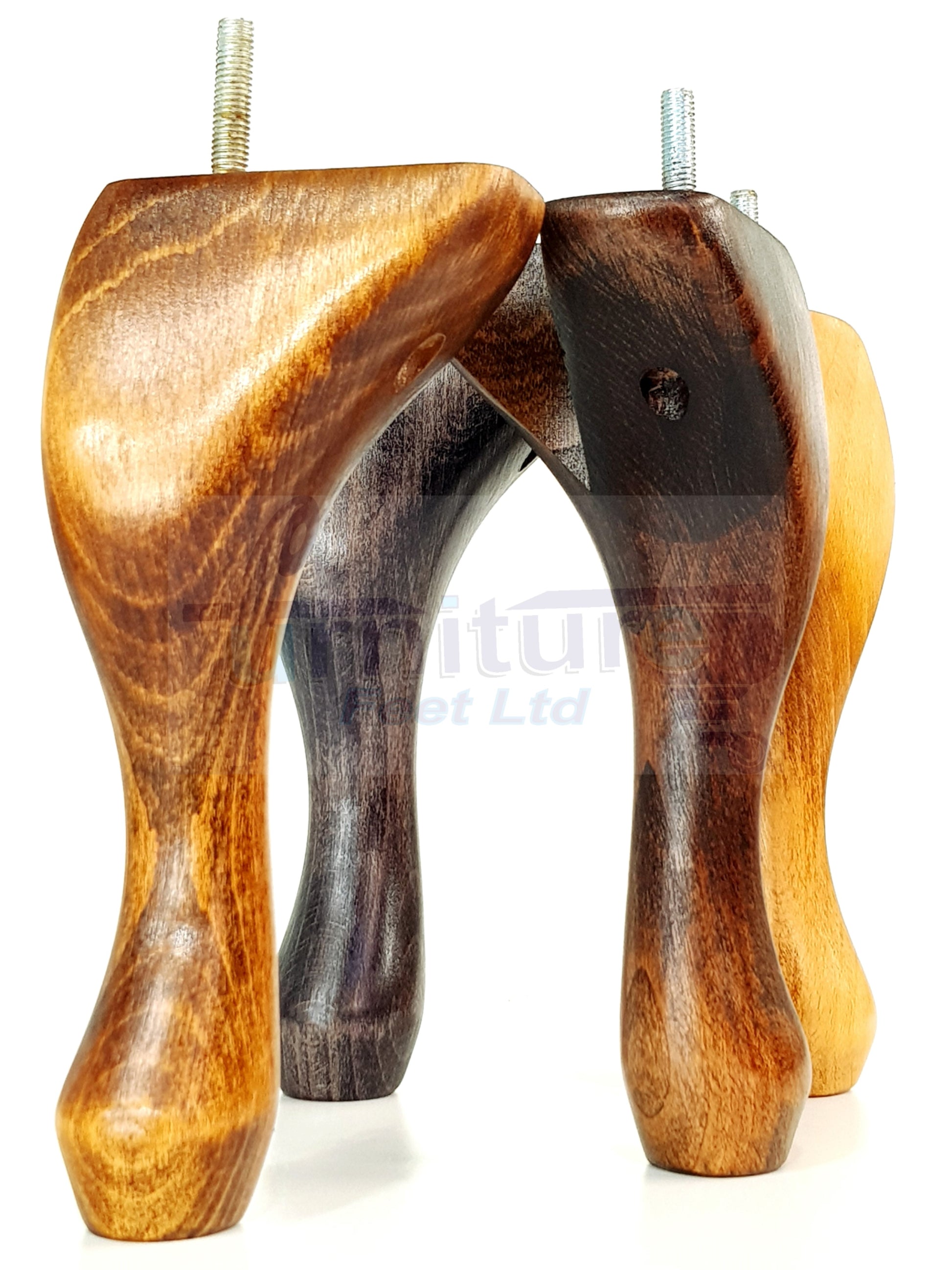 4 Solid Wood Furniture Legs 225mm High Queen Anne Replacement Feet Chairs Settees Sofas M10 Thread